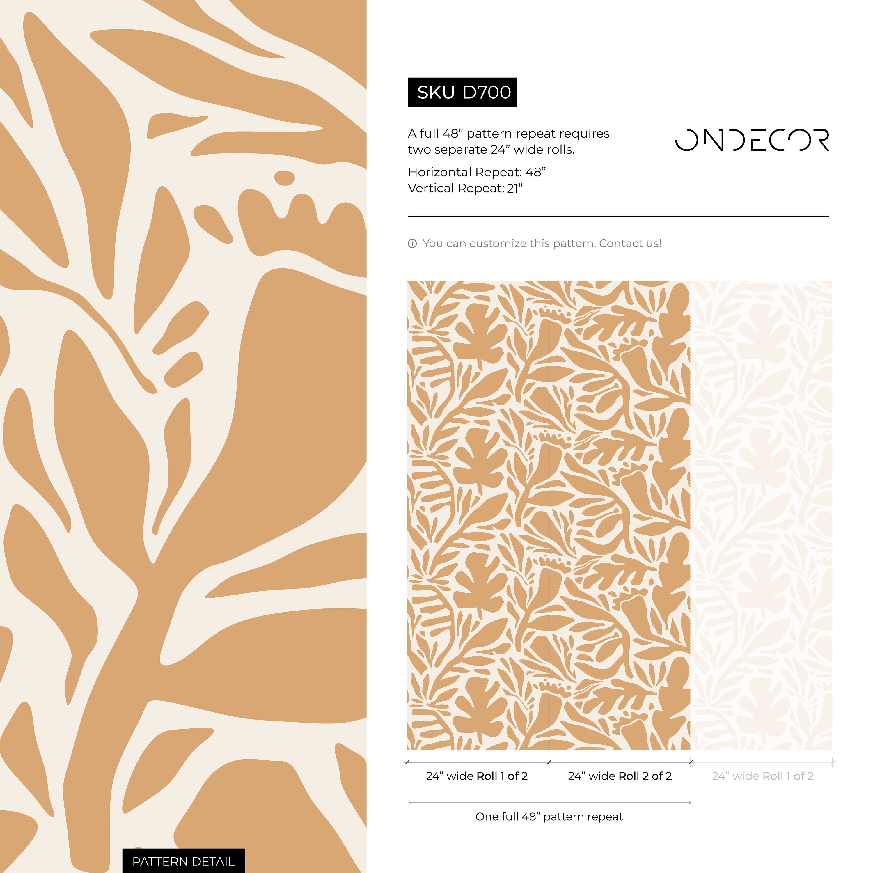 Botanical Wallpaper With Abstract Leaf Shapes In Yellow And Cream - D700