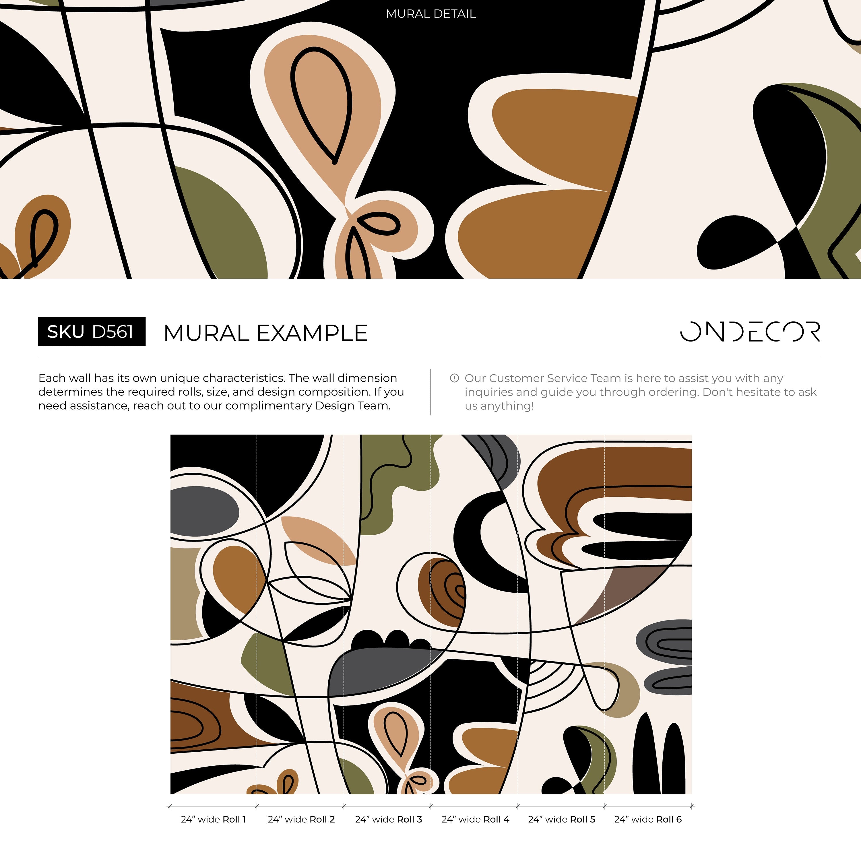 Abstract Wallpaper With Bold Geometric Shapes In Green, Brown, And Black - D561