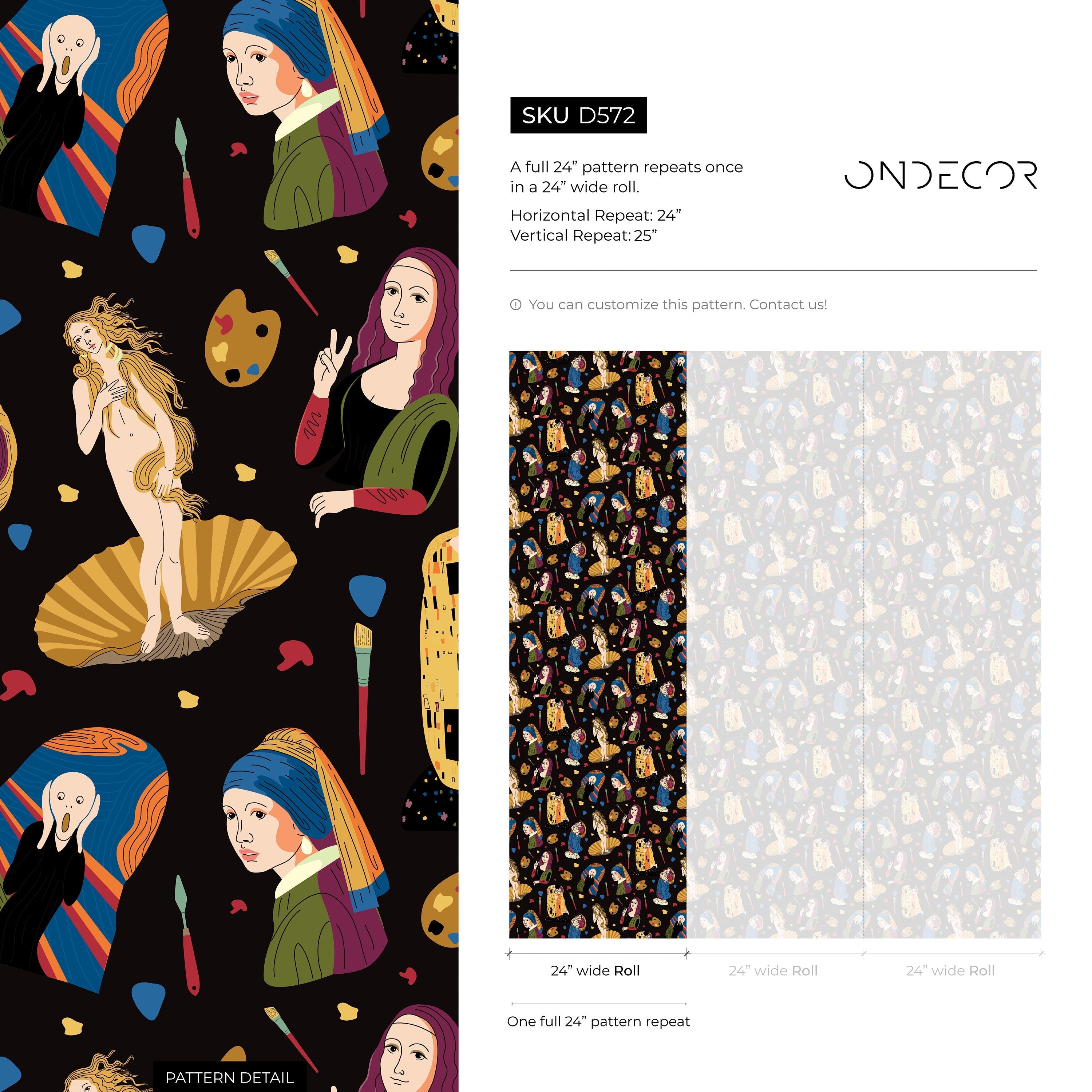 Modern Art Wallpaper With A Classical Art Collage In Black, Gold, And Blue - D572