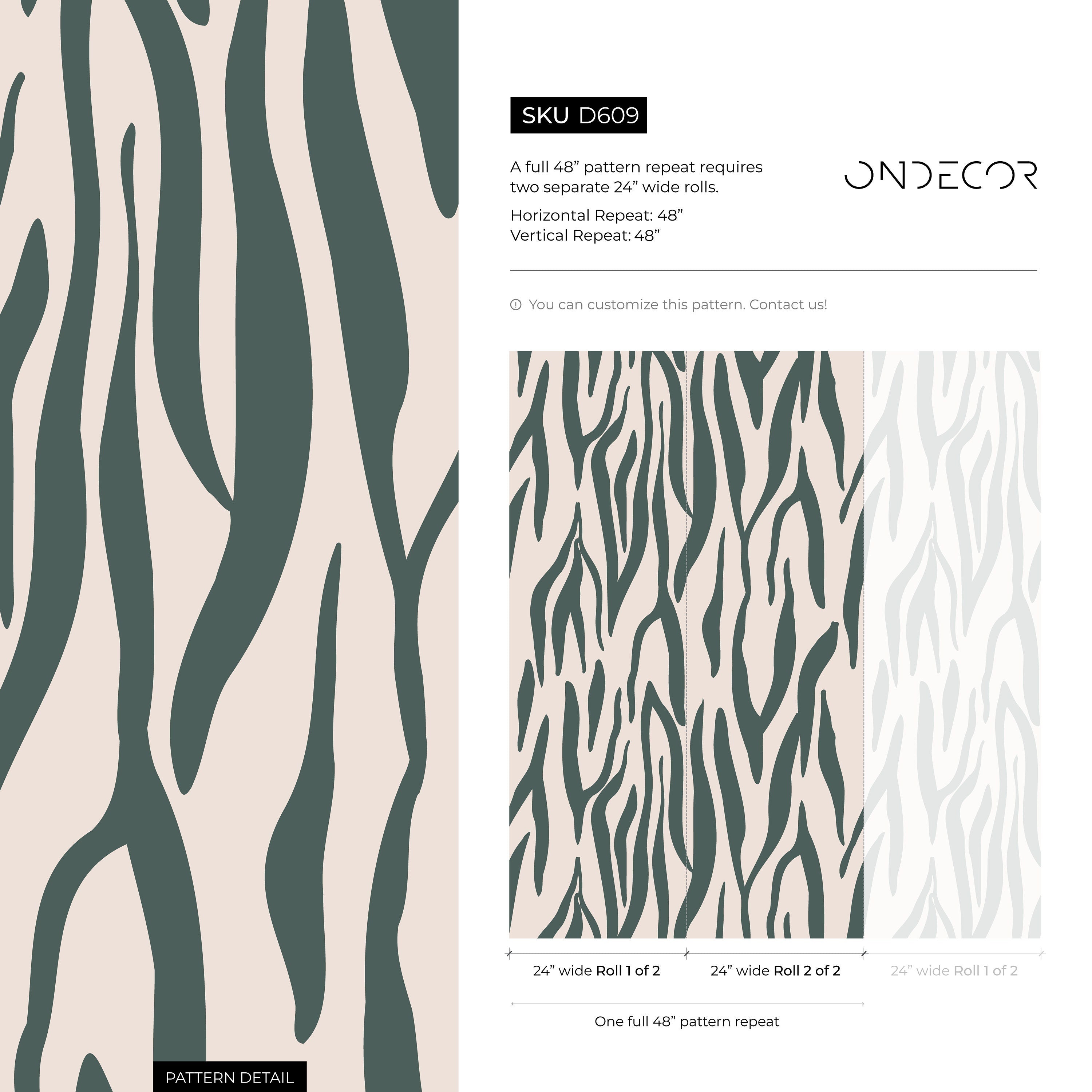Abstract Wallpaper With An Organic Stripe Motif In Green And Beige - D609