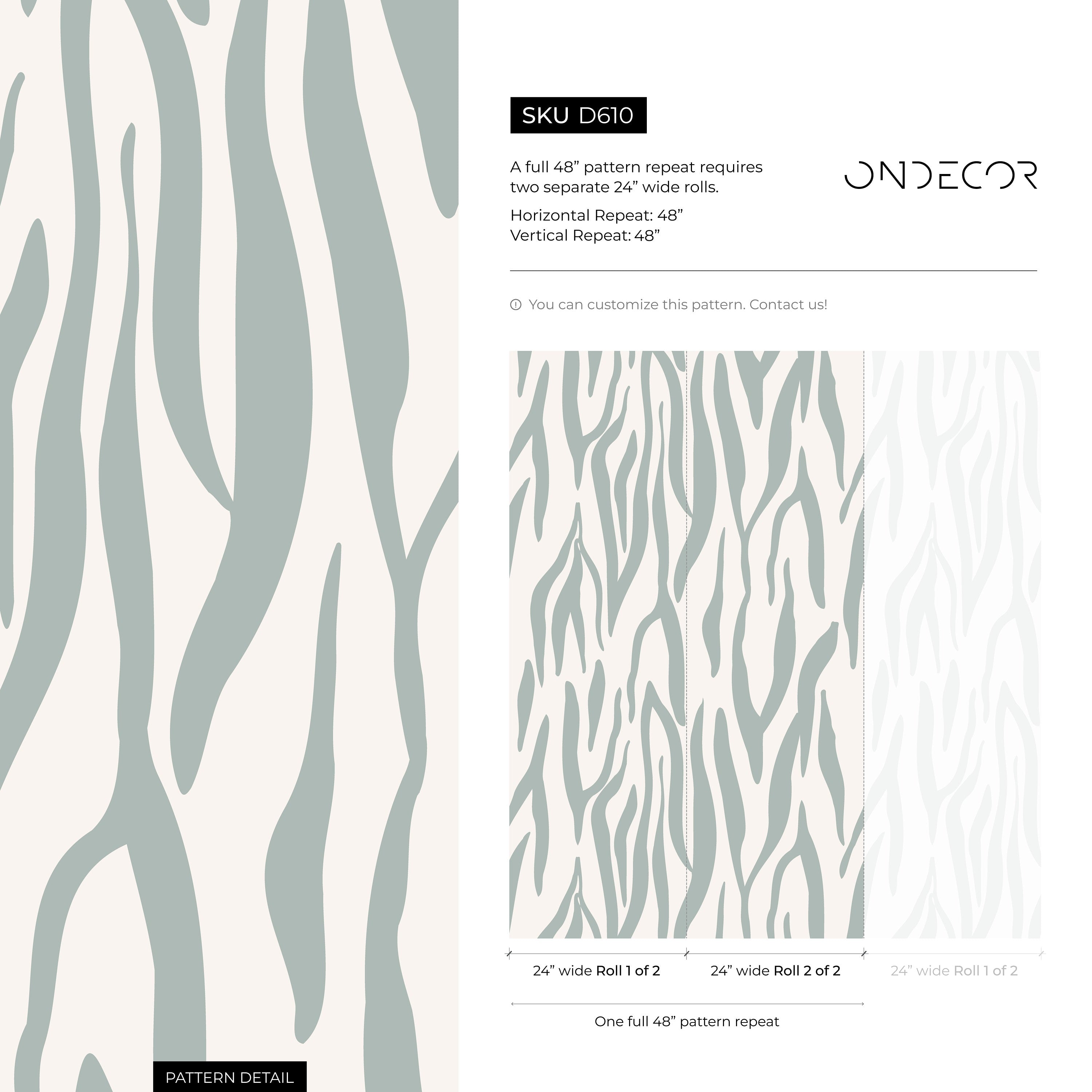 Abstract Wallpaper With An Organic Stripe Motif In Dusty Blue - D610