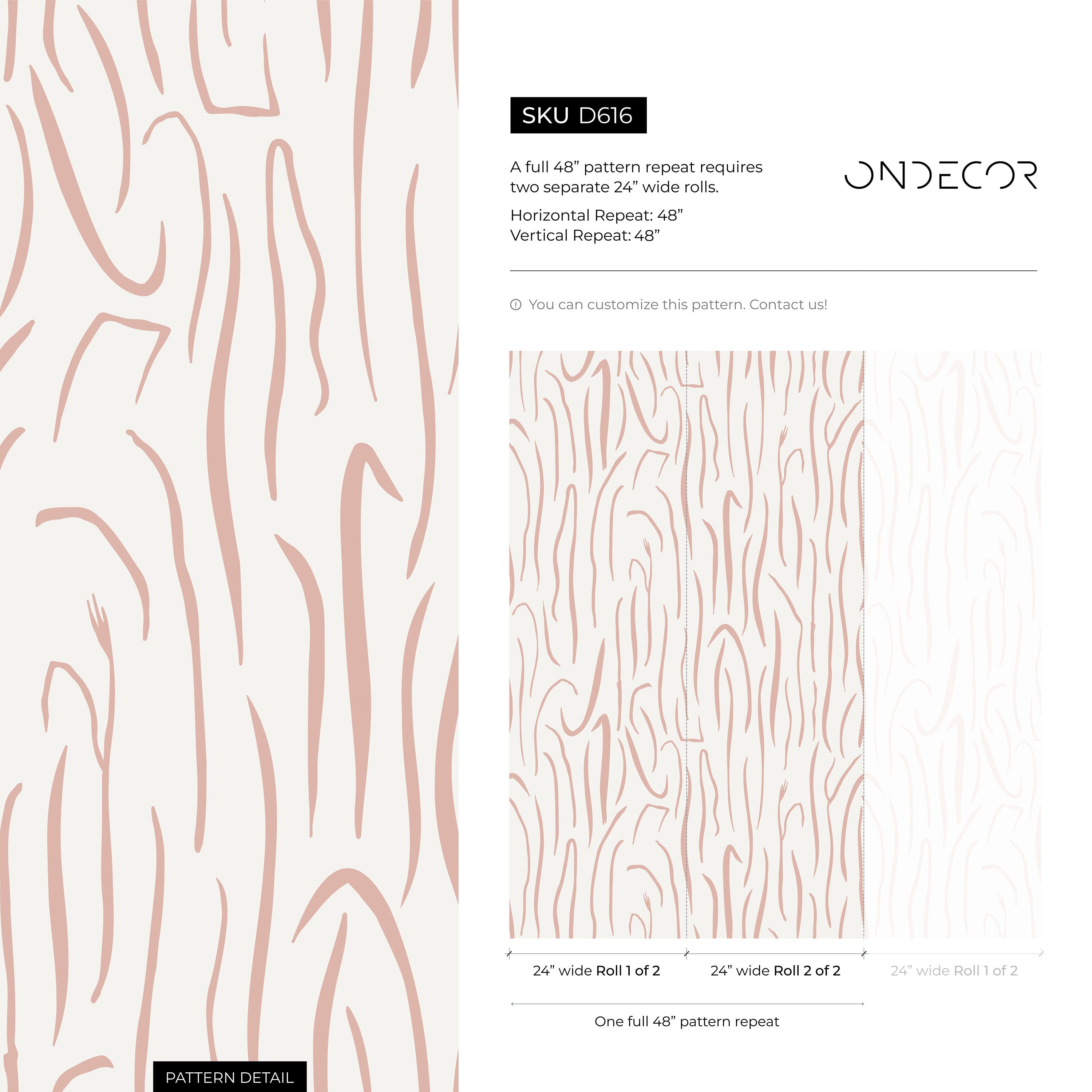 Abstract Wallpaper With Hand-drawn Wavy Lines In Pink - D616
