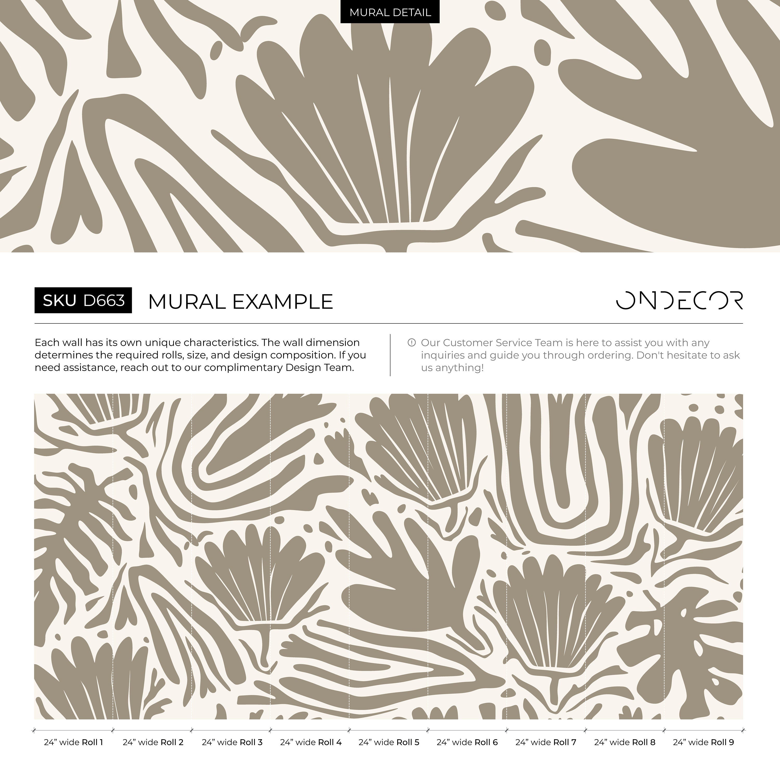 Abstract Wallpaper With Bold Botanical Cut-outs In Beige And Taupe - D663