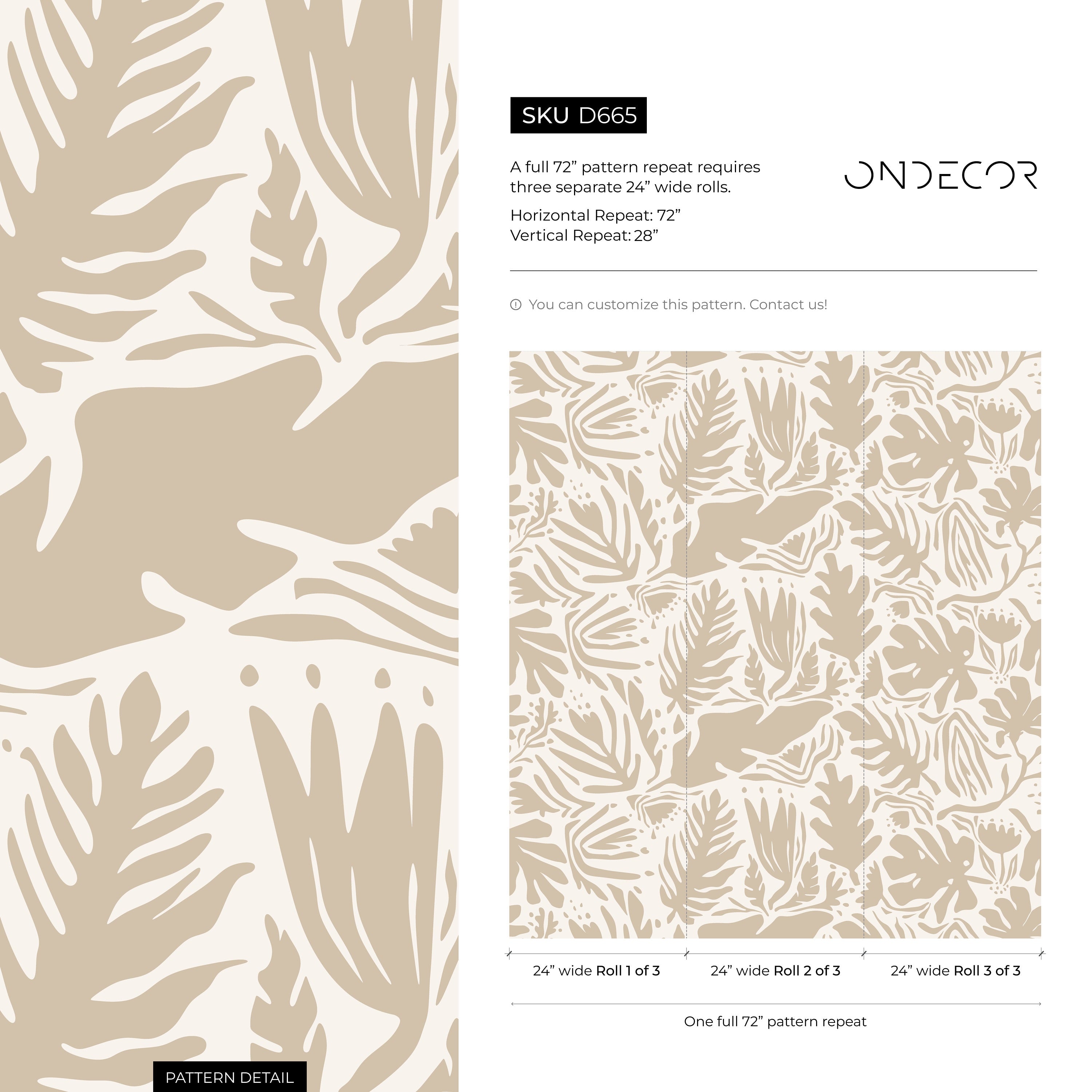 Abstract Wallpaper With A Boho Botanical Motif In Beige And Cream - D665