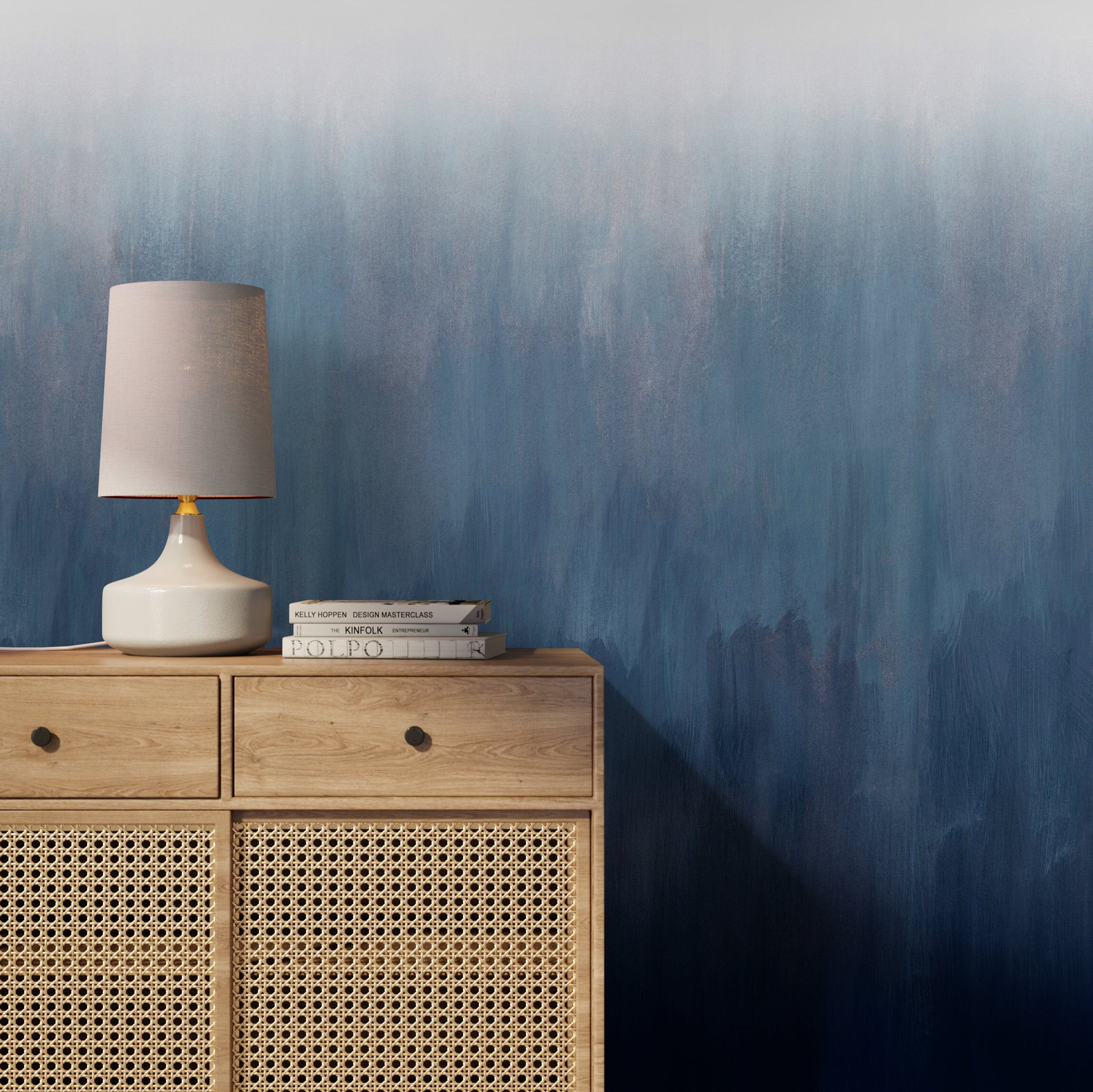 Abstract Wallpaper With A Painterly Ombre Gradient In Blue And White - X159