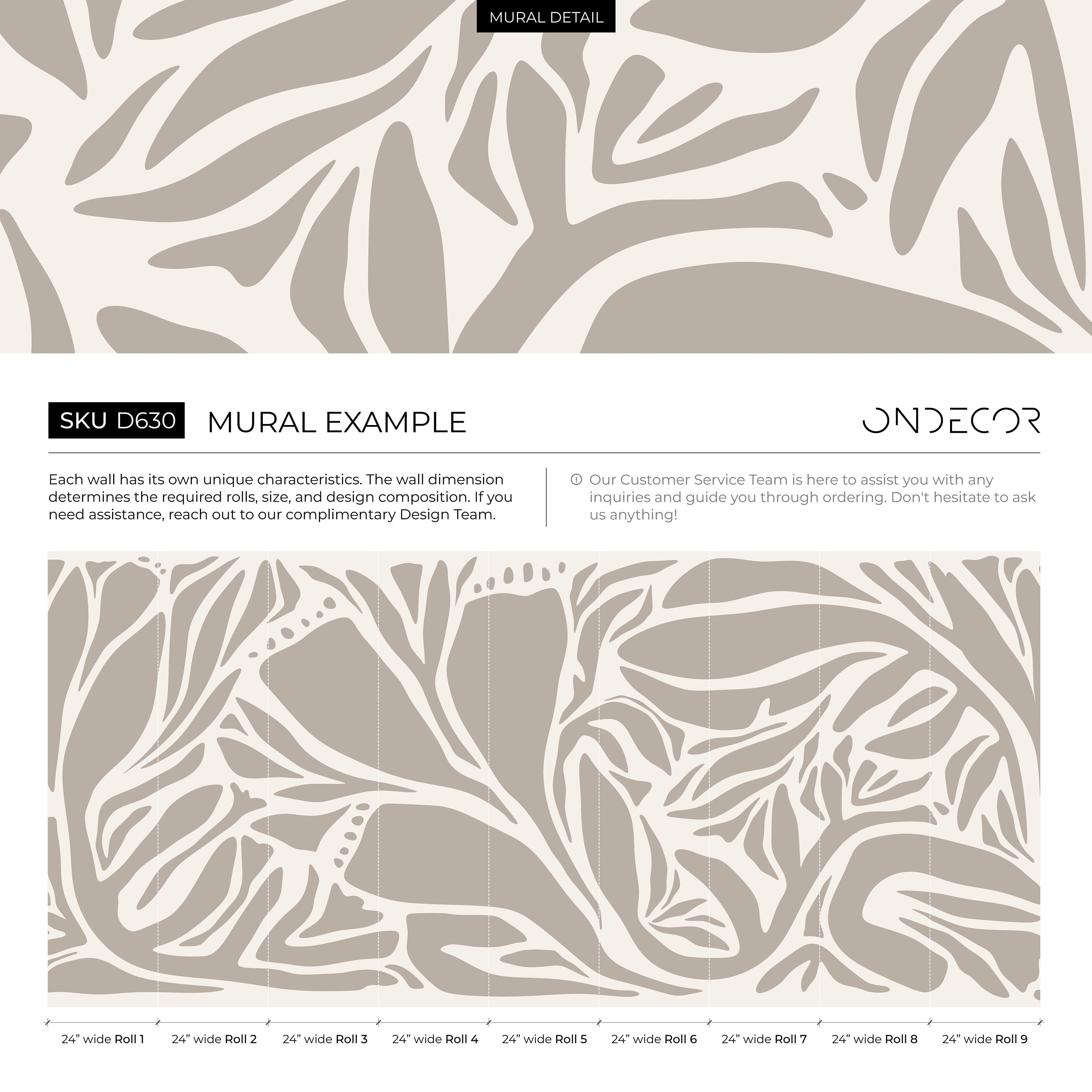 Abstract Wallpaper With A Flowing Botanical Motif In Taupe And Beige - D630