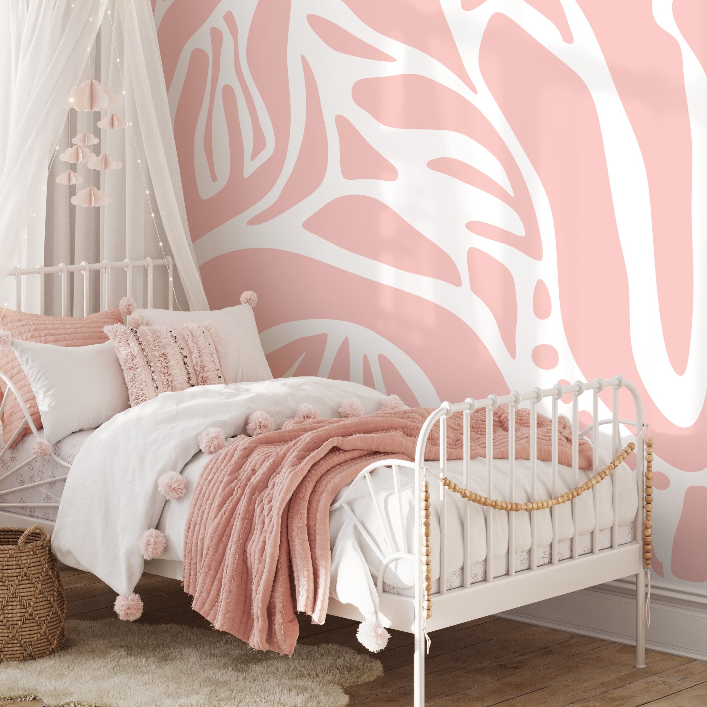 Abstract Wallpaper With Large Organic Forms In Pink - D635