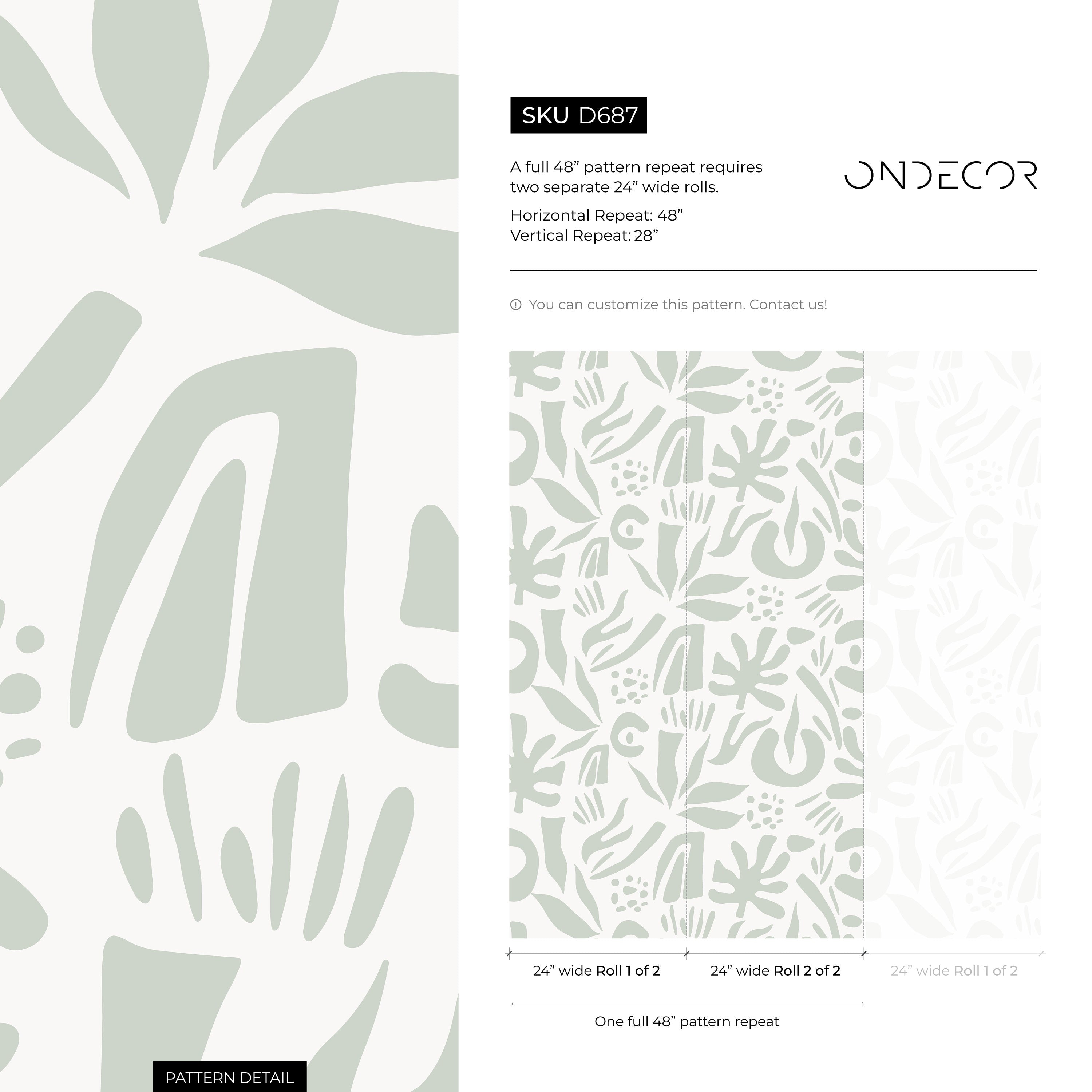 Abstract Wallpaper With Organic Leaf Shapes In Mint Green - D687