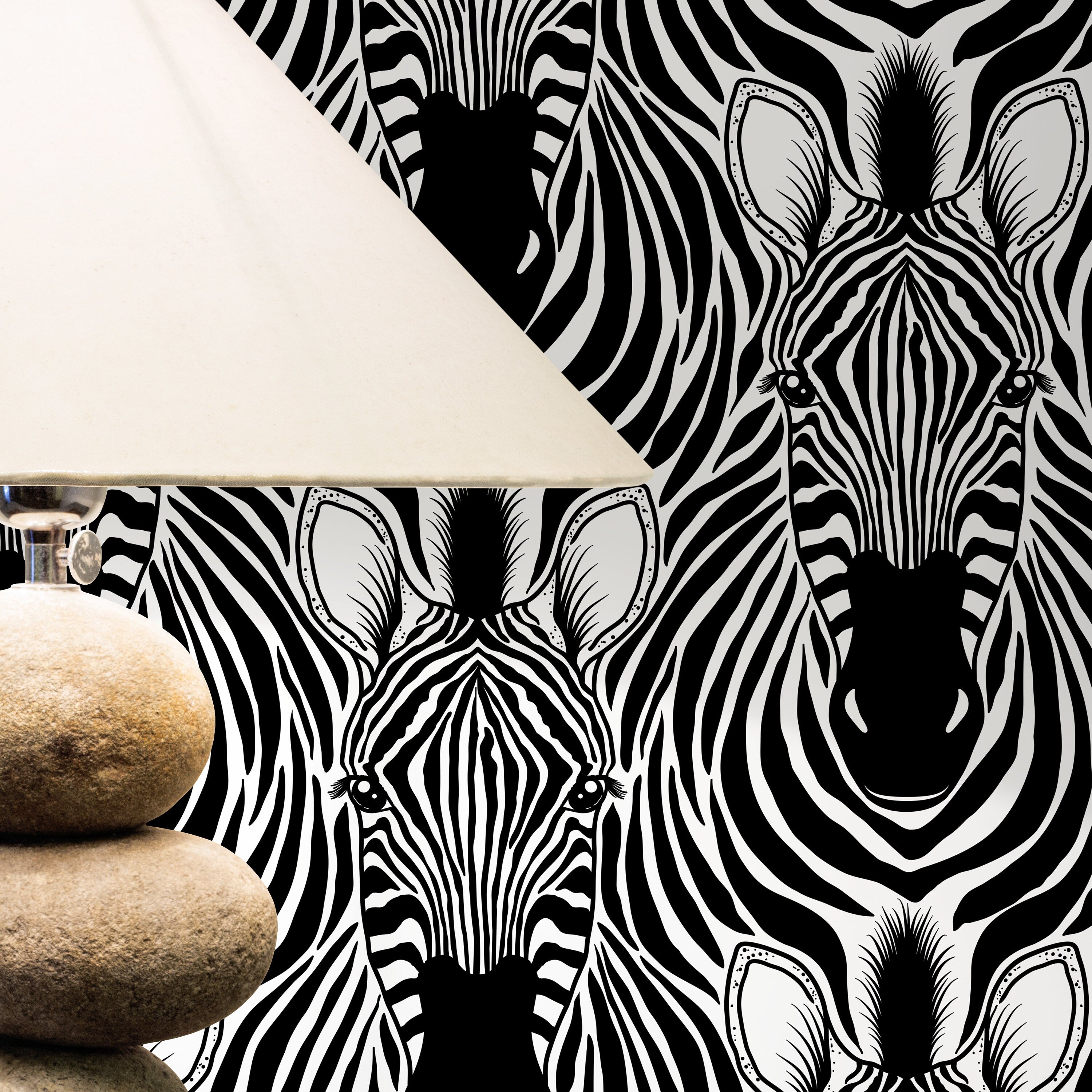 Animal Print Wallpaper With A Graphic Zebra Motif In Black And White - D948