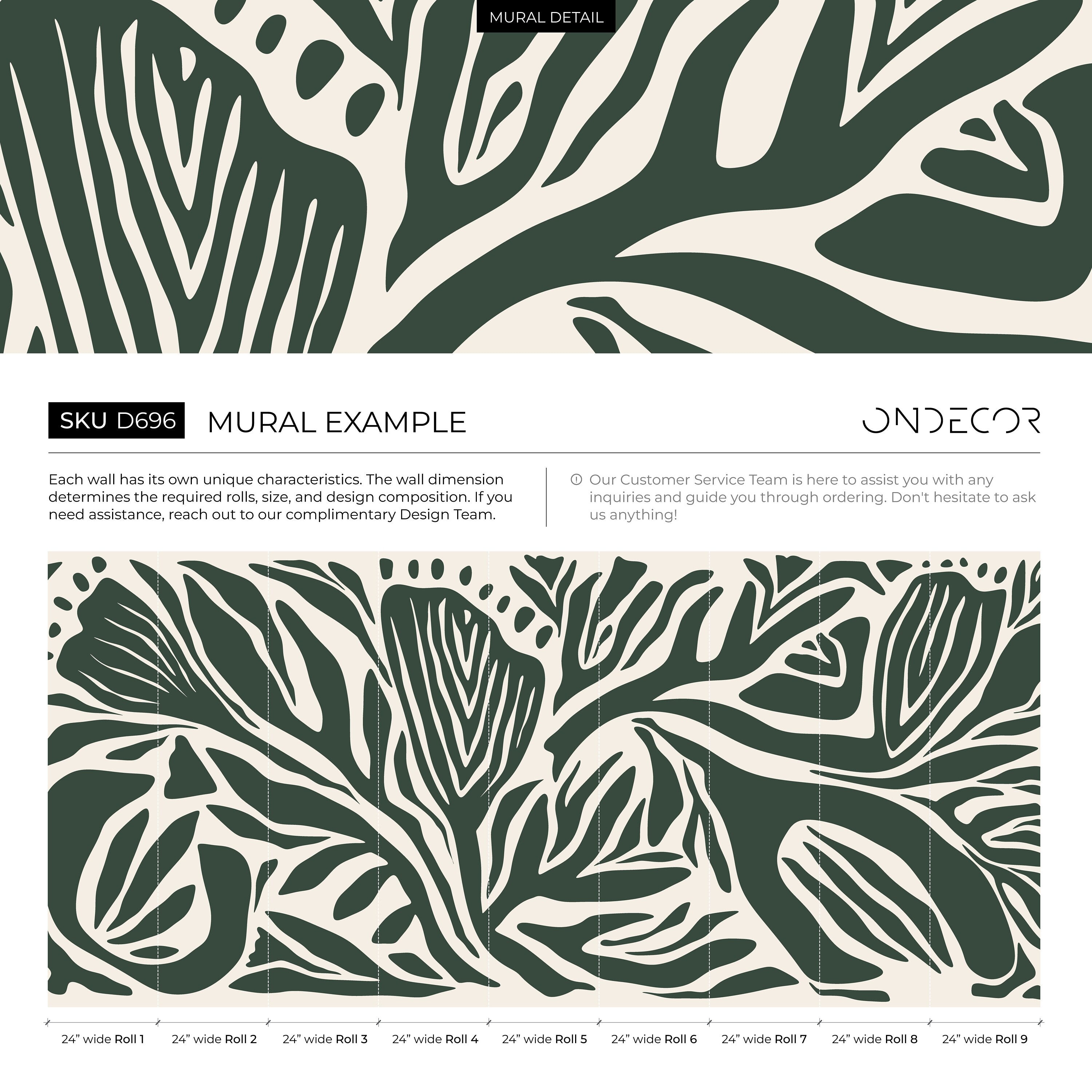 Abstract Wallpaper With Bold Zebra Stripes In Dark Green And Cream - D696