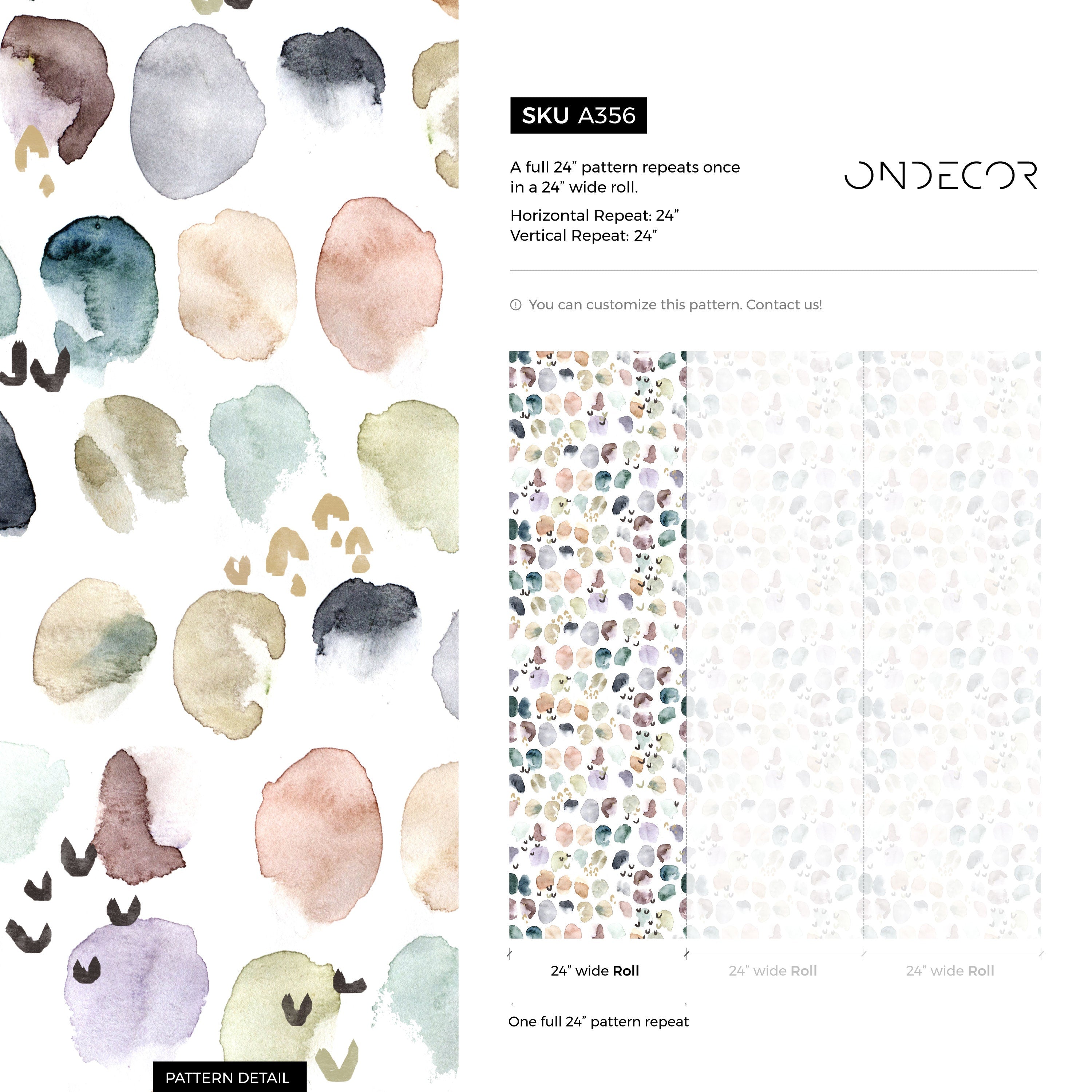 Abstract Wallpaper With Watercolor Dots In Teal, Purple, And Rose - A356