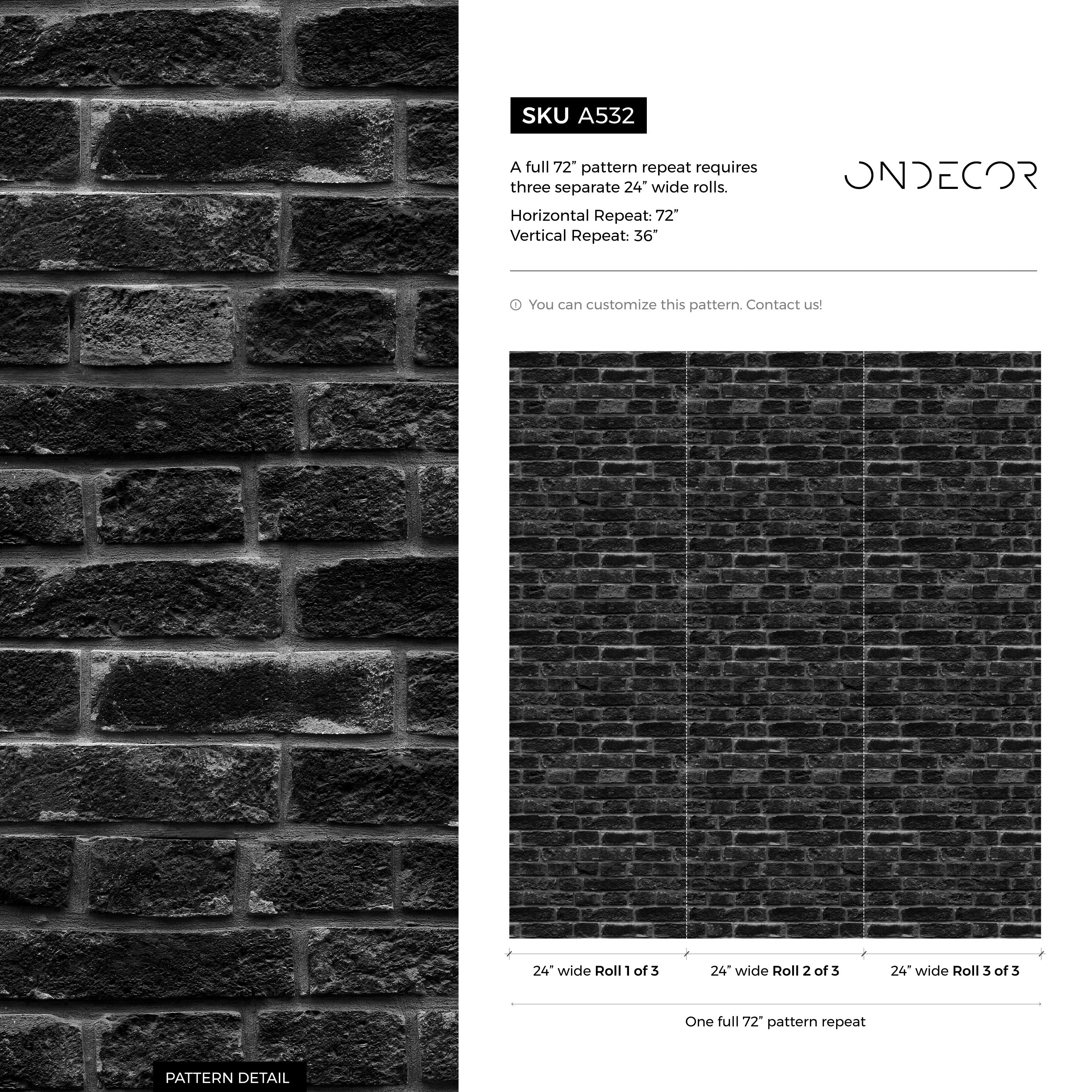 Brick Wallpaper With A Realistic Textured Look In Black And Gray - A532