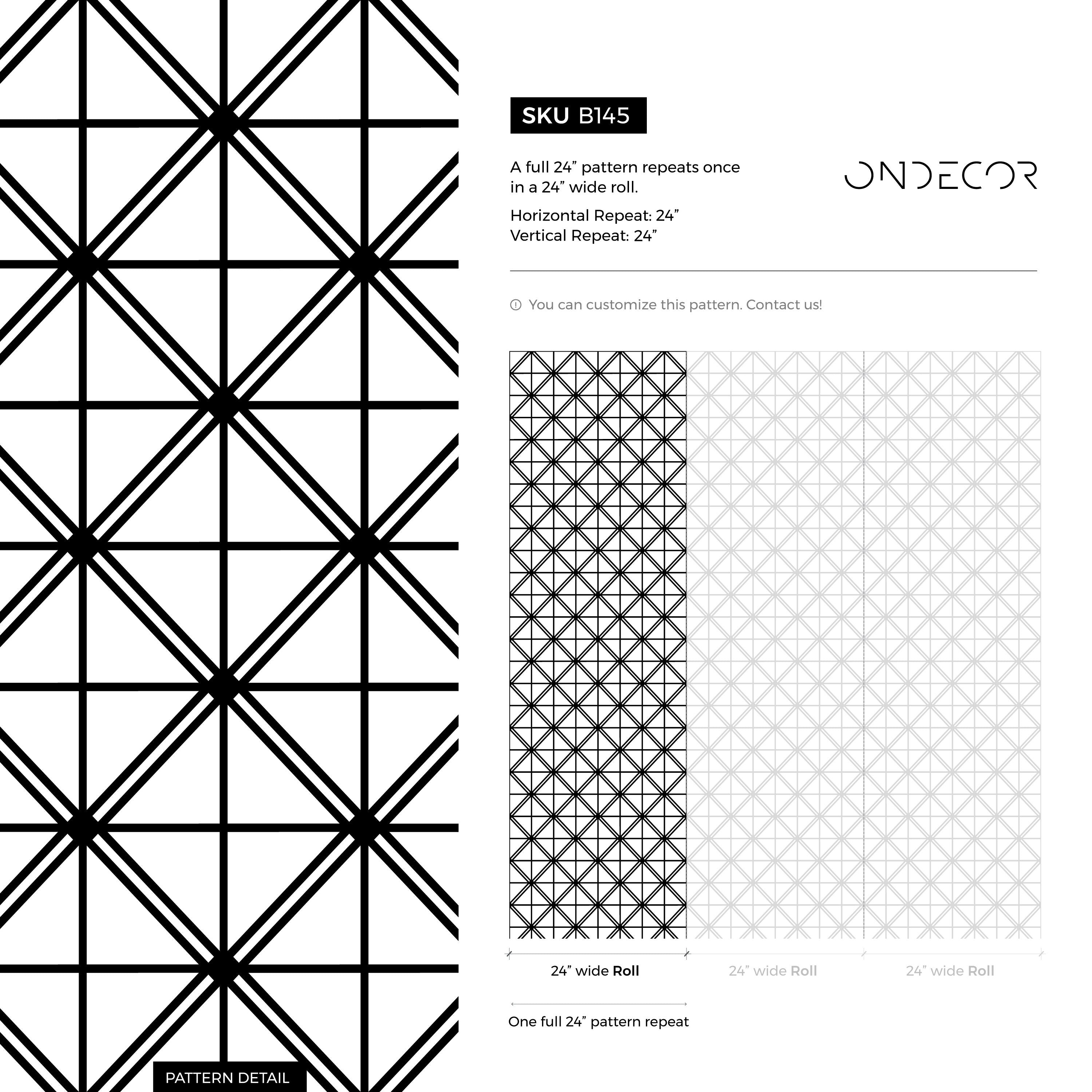 Geometric Wallpaper With A Diagonal Grid Motif In Black And White - B145