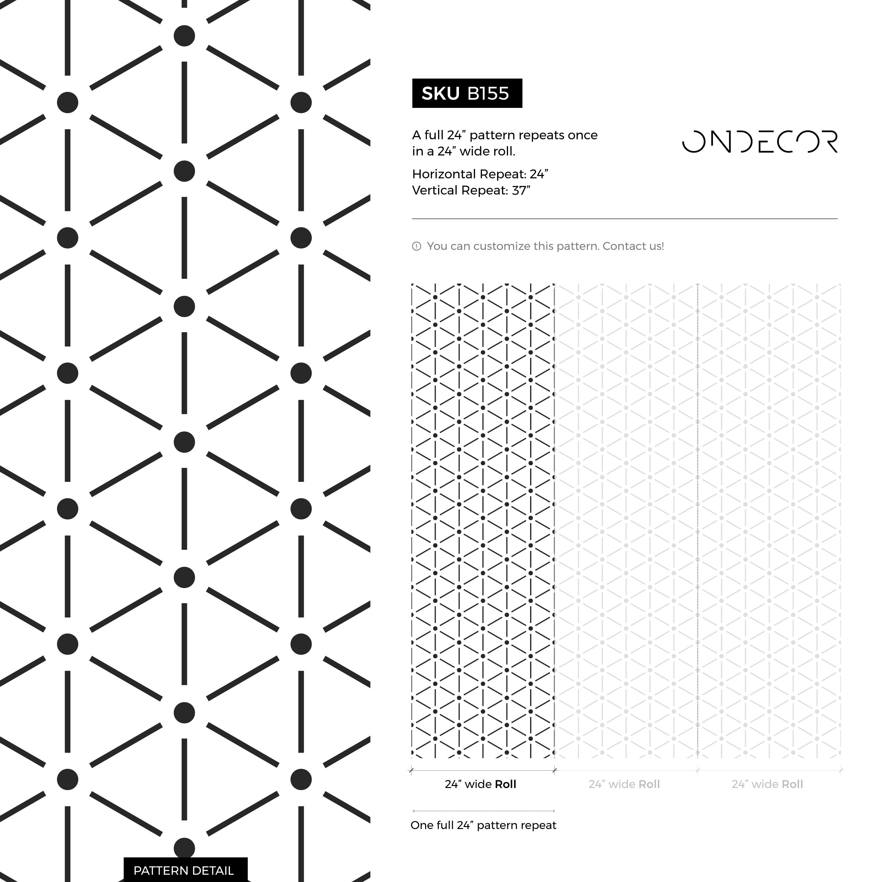 Geometric Wallpaper With A Modern Triangle Grid In Black And White - B155