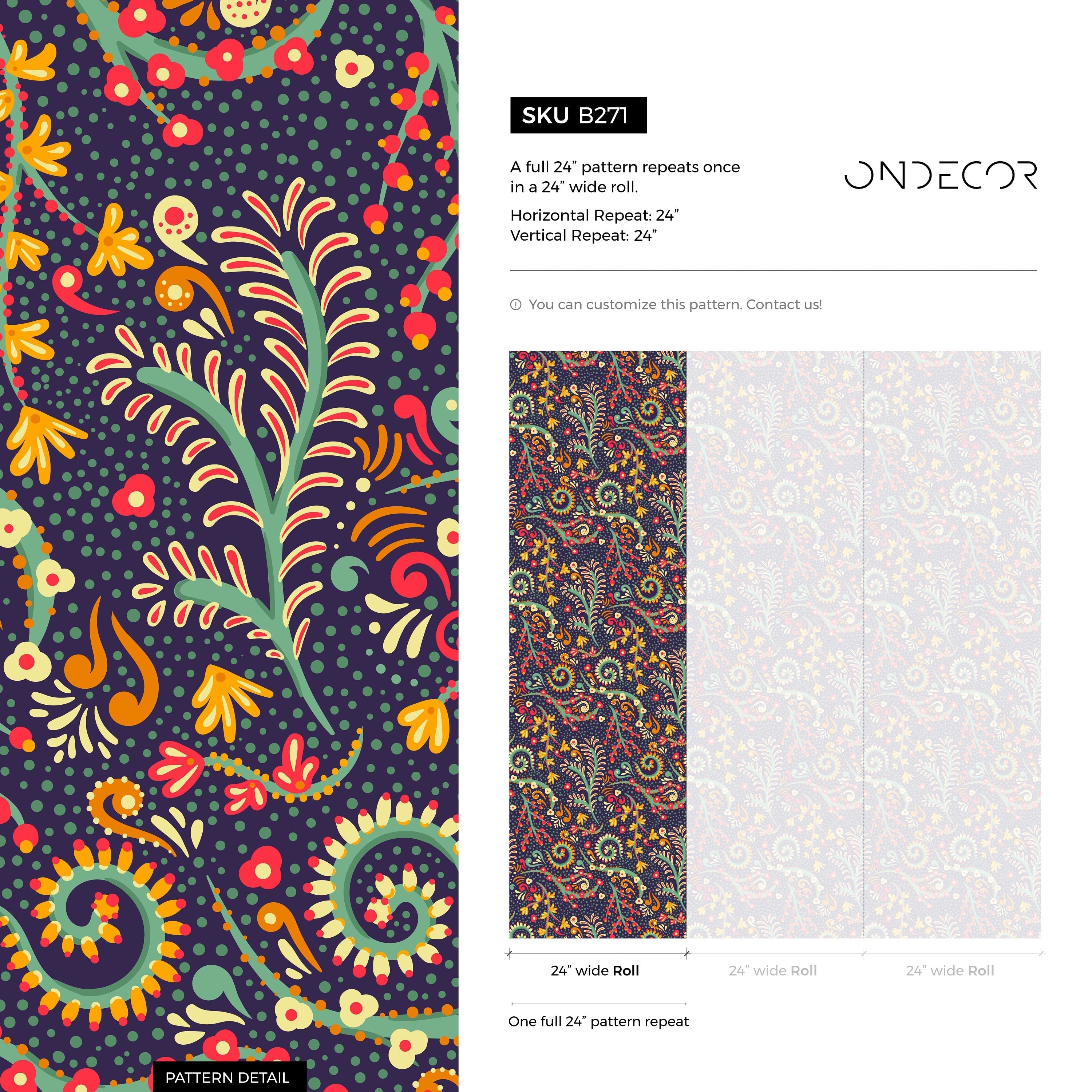 Folk Art Wallpaper With Intricate Paisley Motifs In Red, Yellow, And Teal - B271