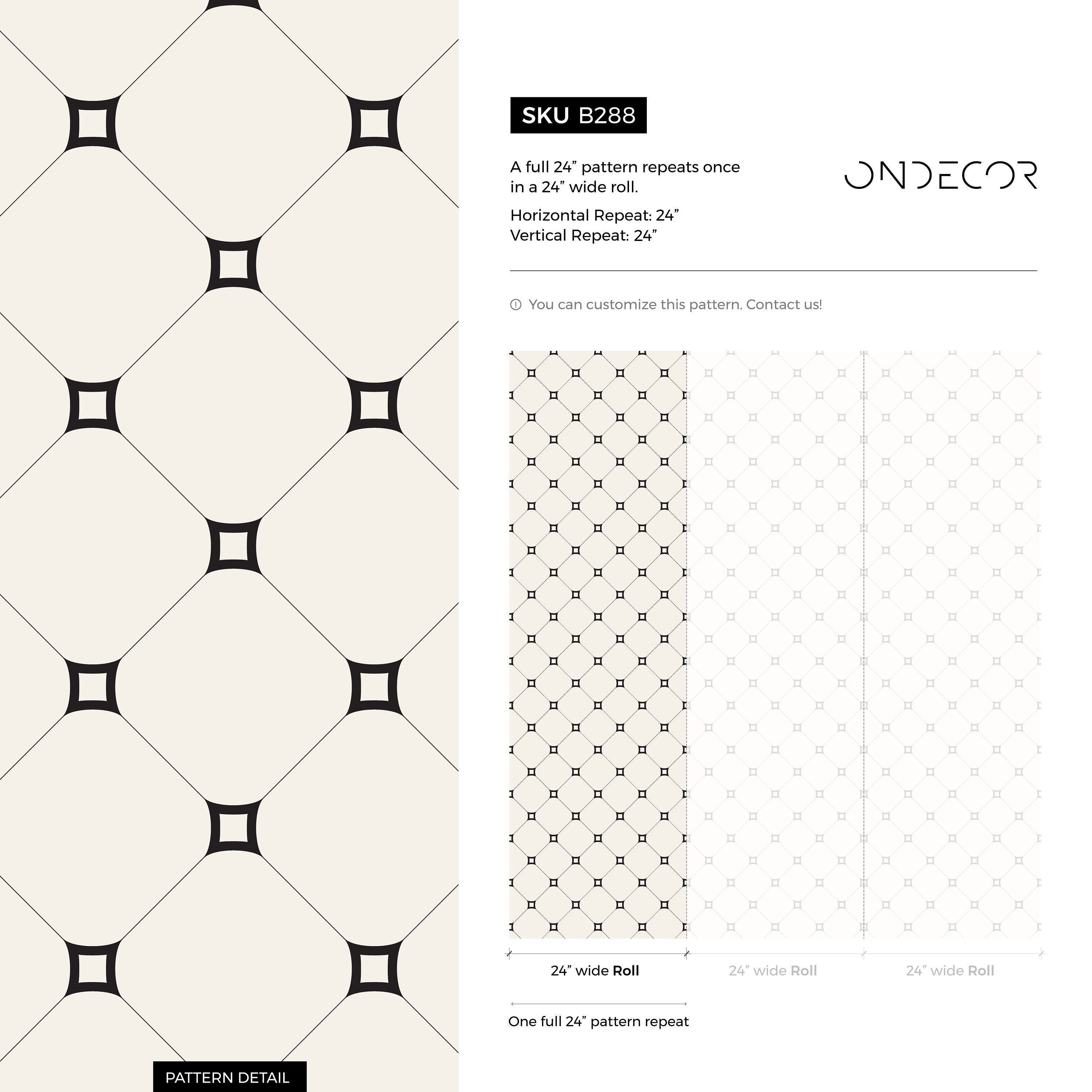 Geometric Wallpaper With A Minimalist Tile Grid In Black And White - B288