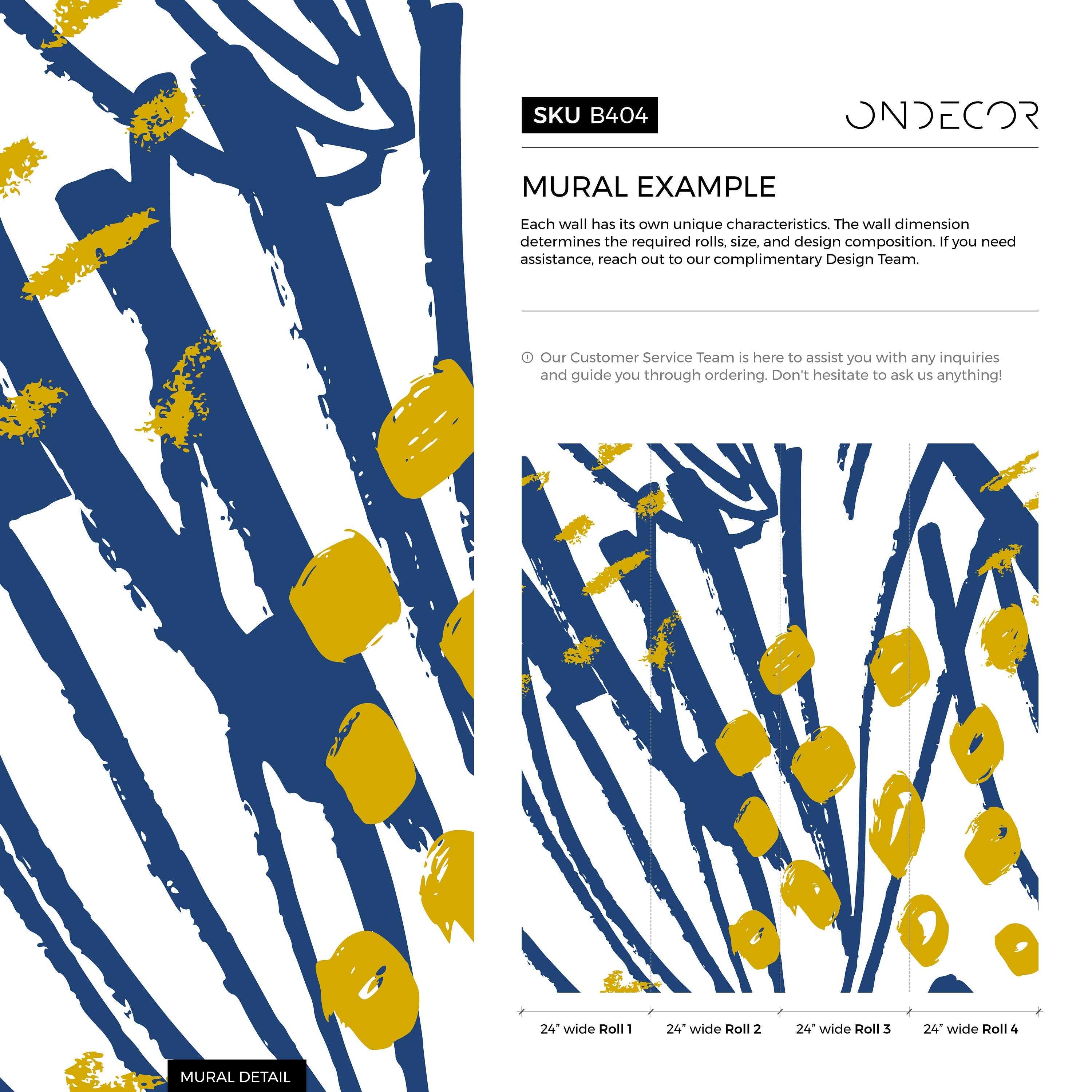 Abstract Wallpaper With Bold Brush Strokes In Blue And Yellow - B404