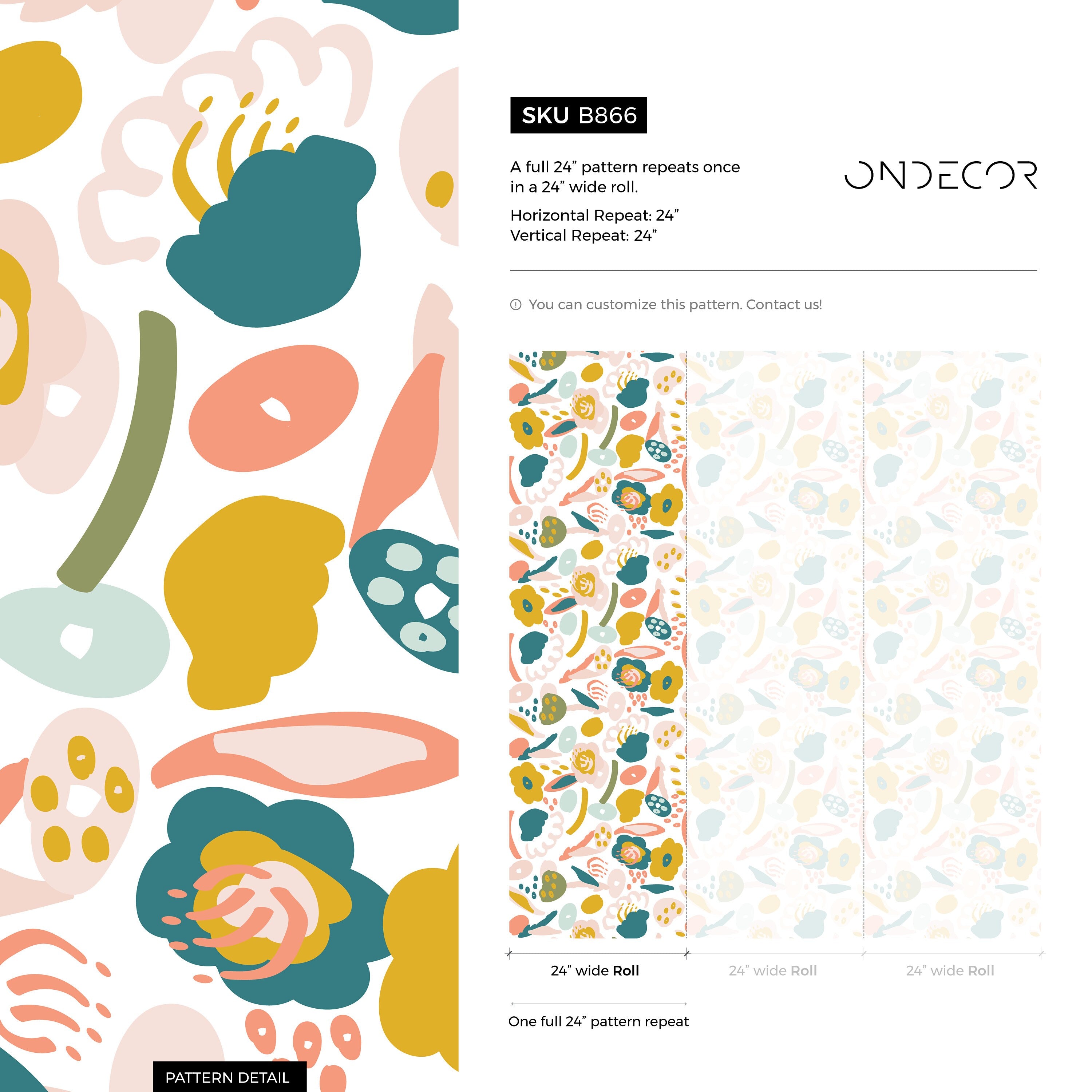 Abstract Wallpaper With A Collage Of Playful Shapes In Teal, Mustard, And Pink - B866