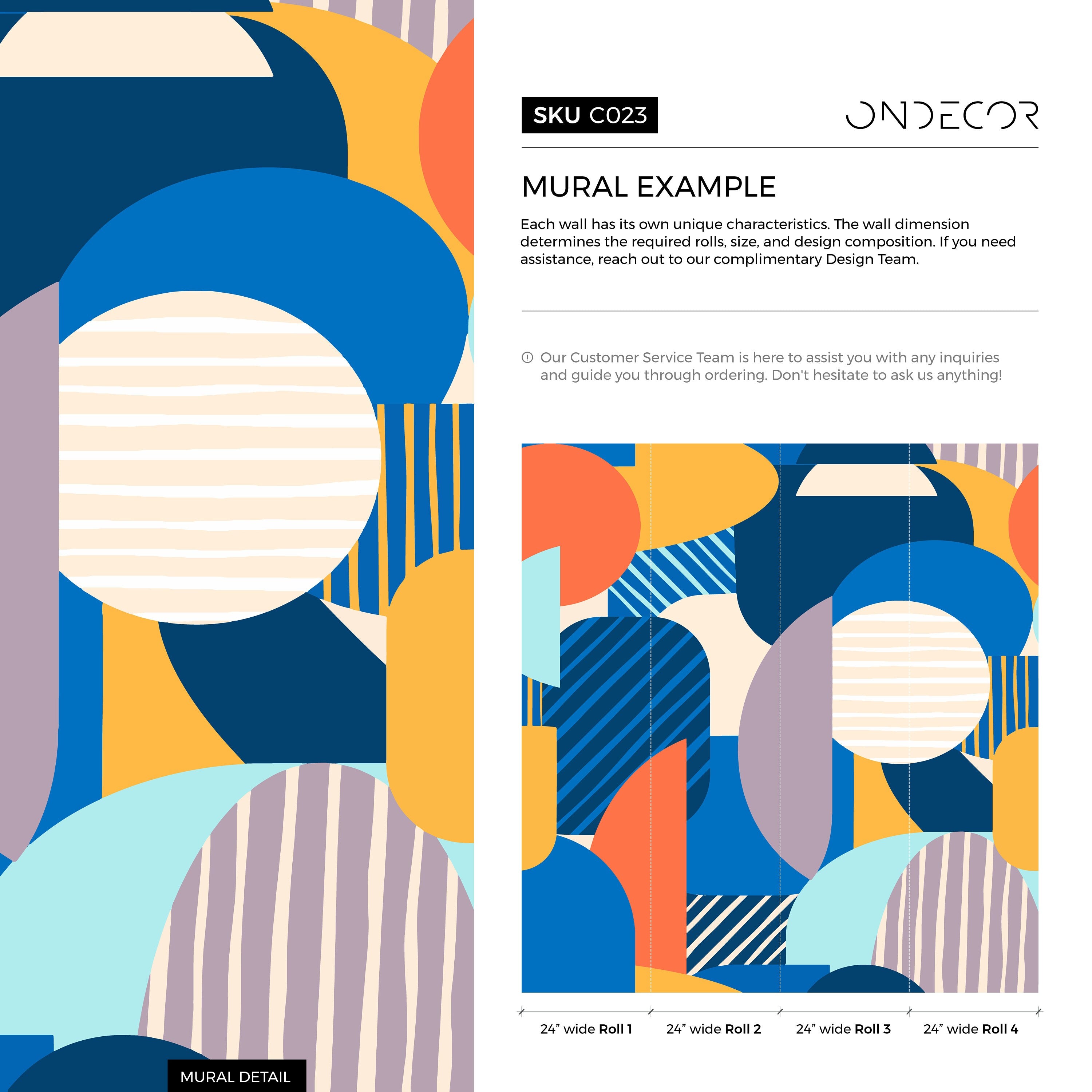 Abstract Geometric Wallpaper With Layered Circles In Blue, Orange, And Purple - C023