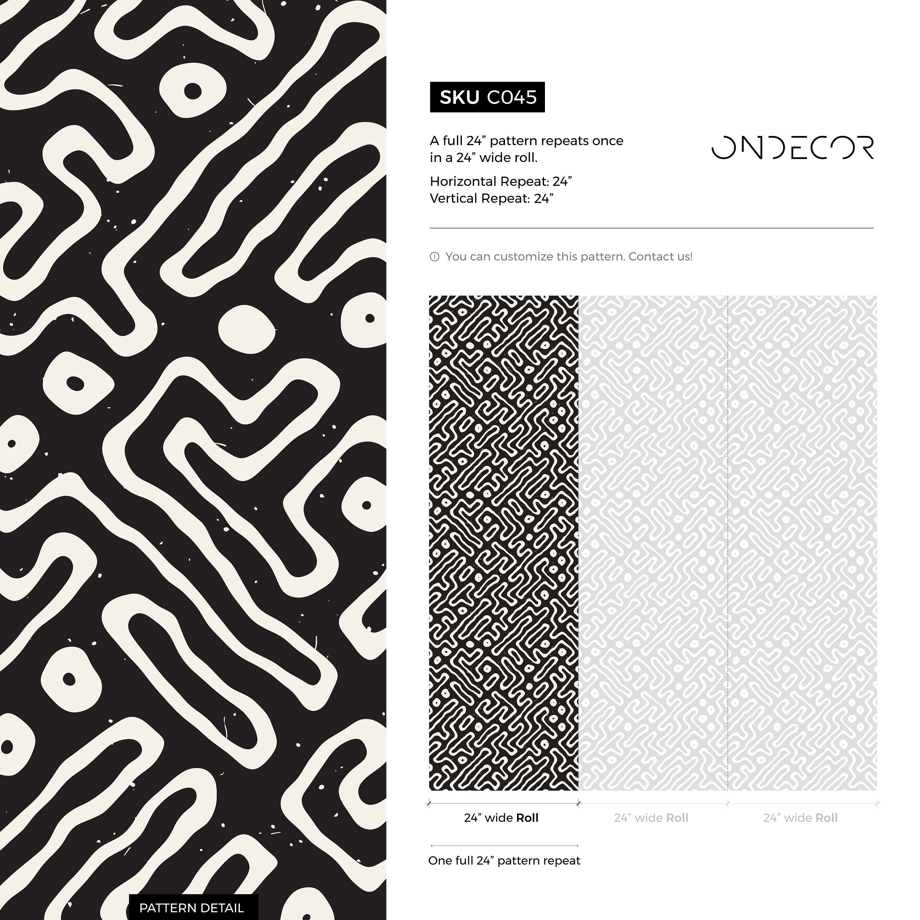 Abstract Wallpaper With A Hand-drawn Maze Motif In Black And White - C045