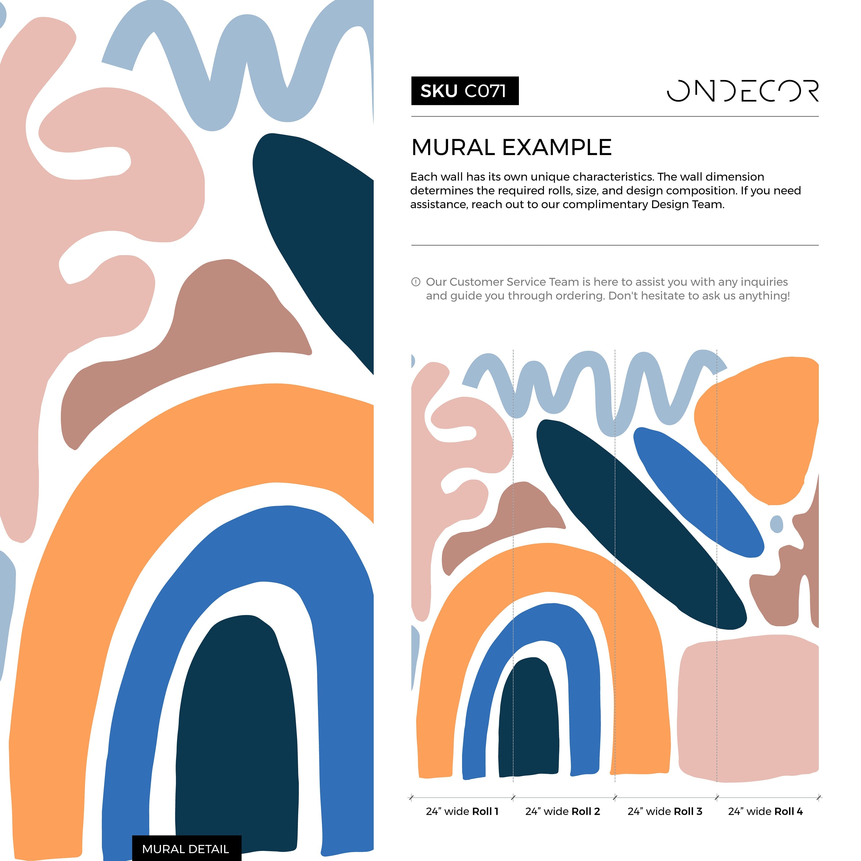 Abstract Wallpaper With An Organic Rainbow In Orange, Blue, And Pink - C071