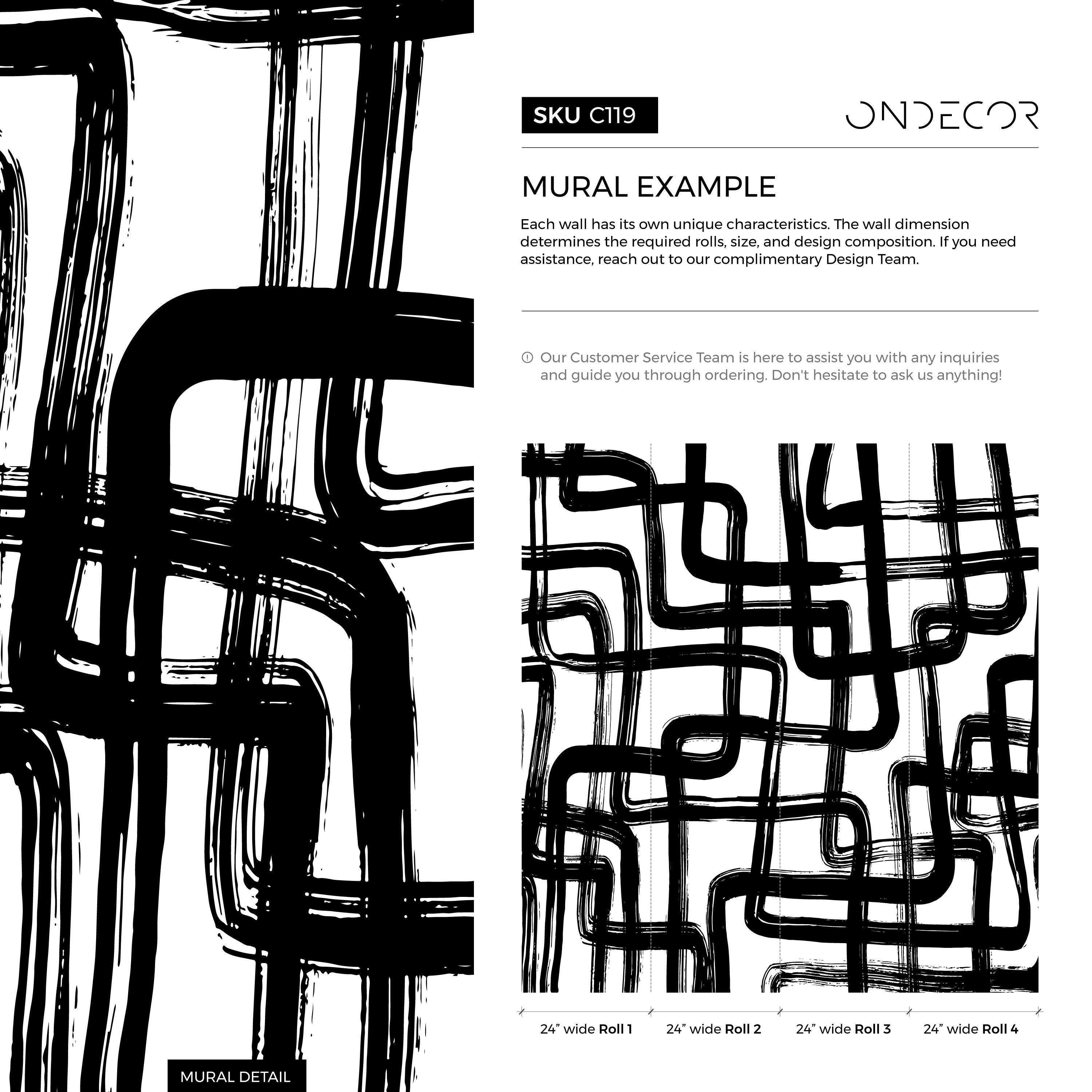 Abstract Wallpaper With Bold Brushstrokes In Black And White - C119