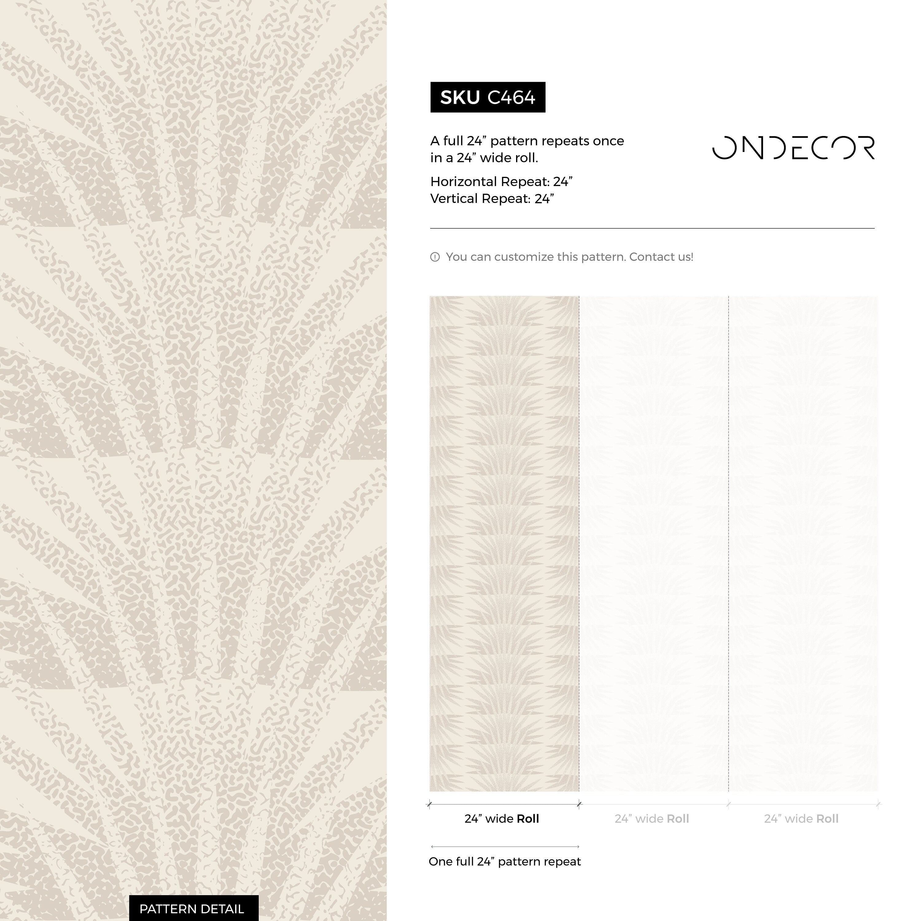 Art Deco Wallpaper With A Stylized Sunburst Motif In Beige And Cream - C464