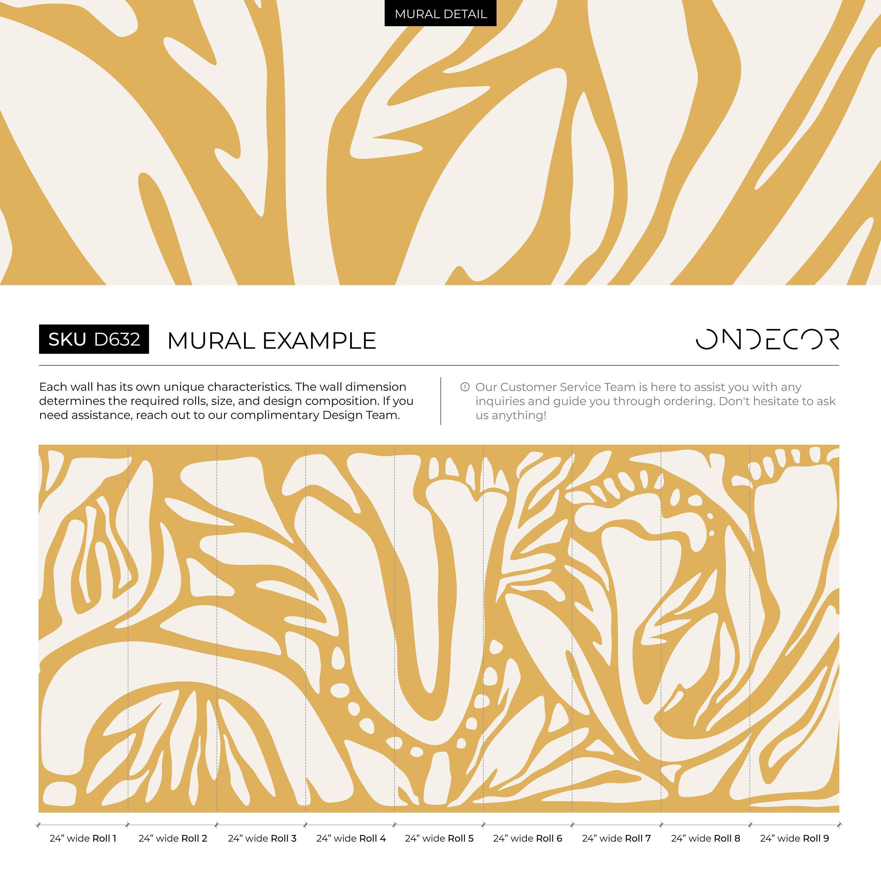 Abstract Wallpaper With Large Organic Forms In Yellow And White - D632