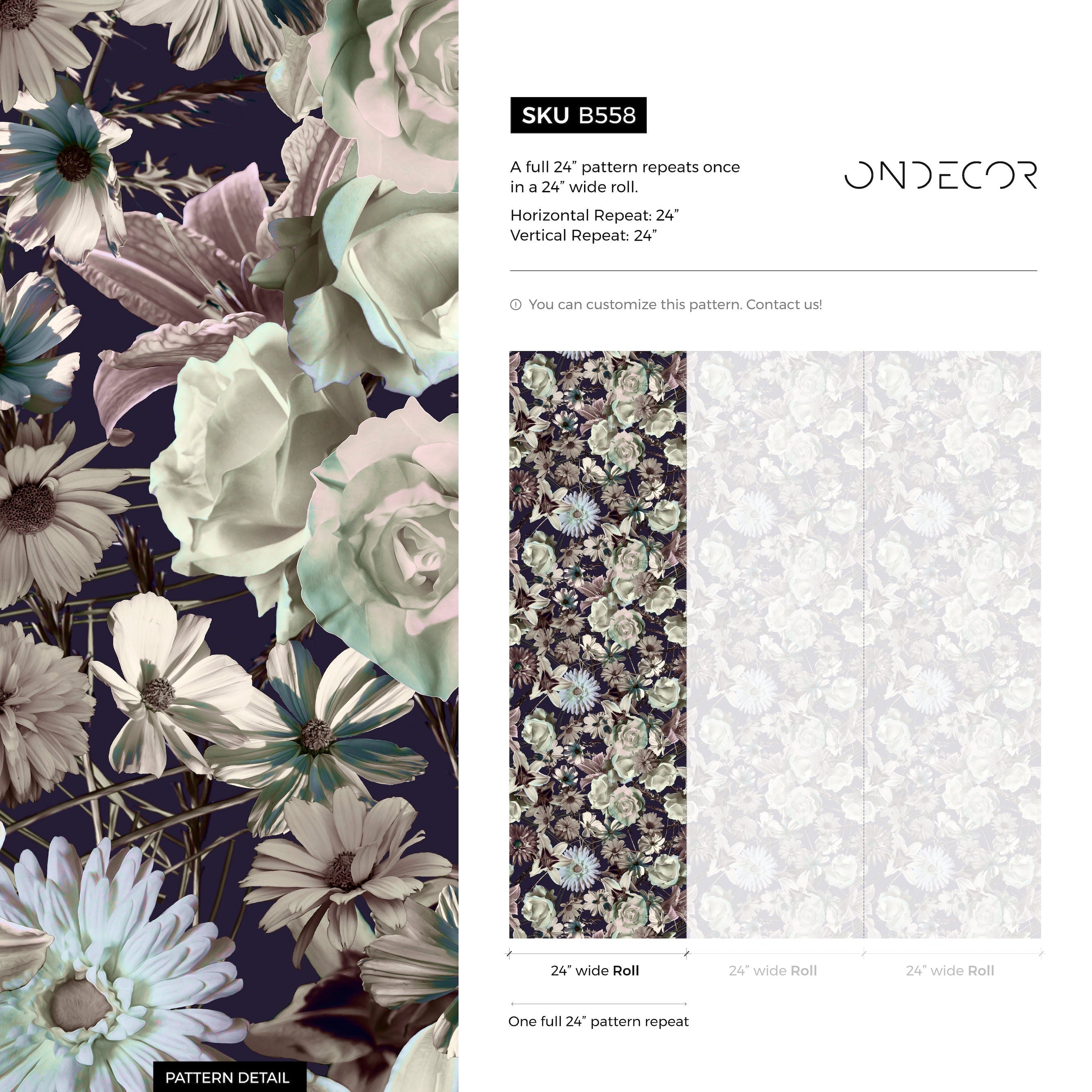 Floral Wallpaper Featuring A Moody Bouquet In Dark Purple, Green, And Mauve - B558