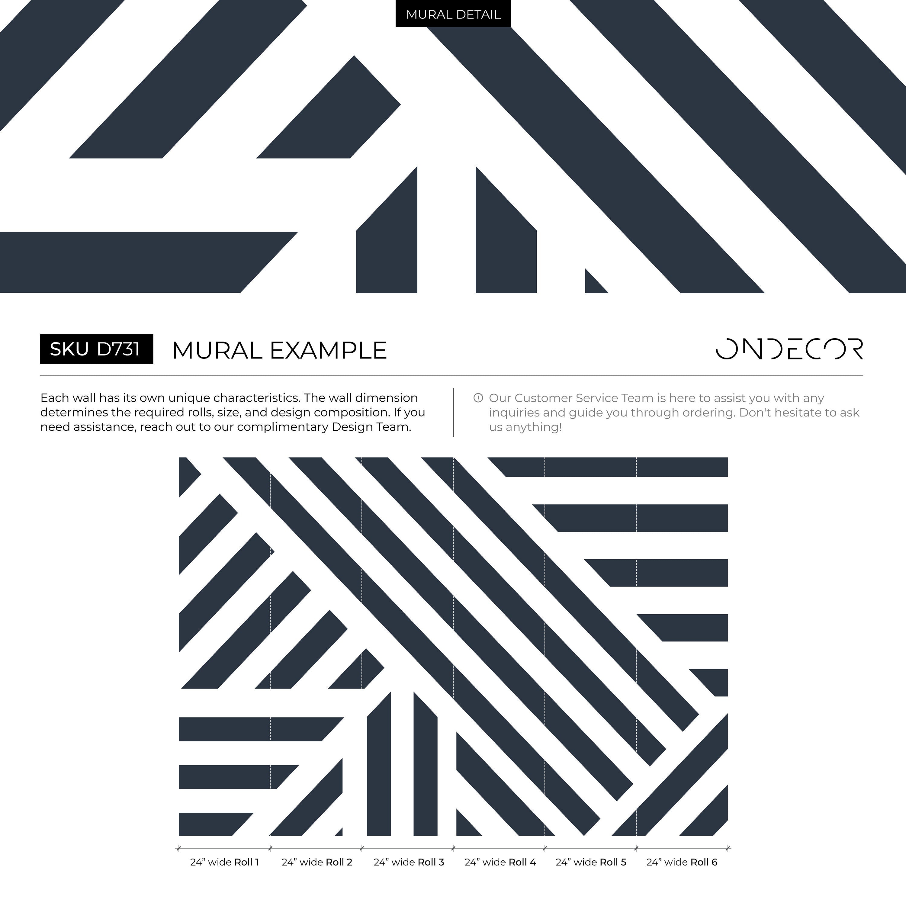 Geometric Wallpaper With Bold Intersecting Stripes In Navy Blue - D731