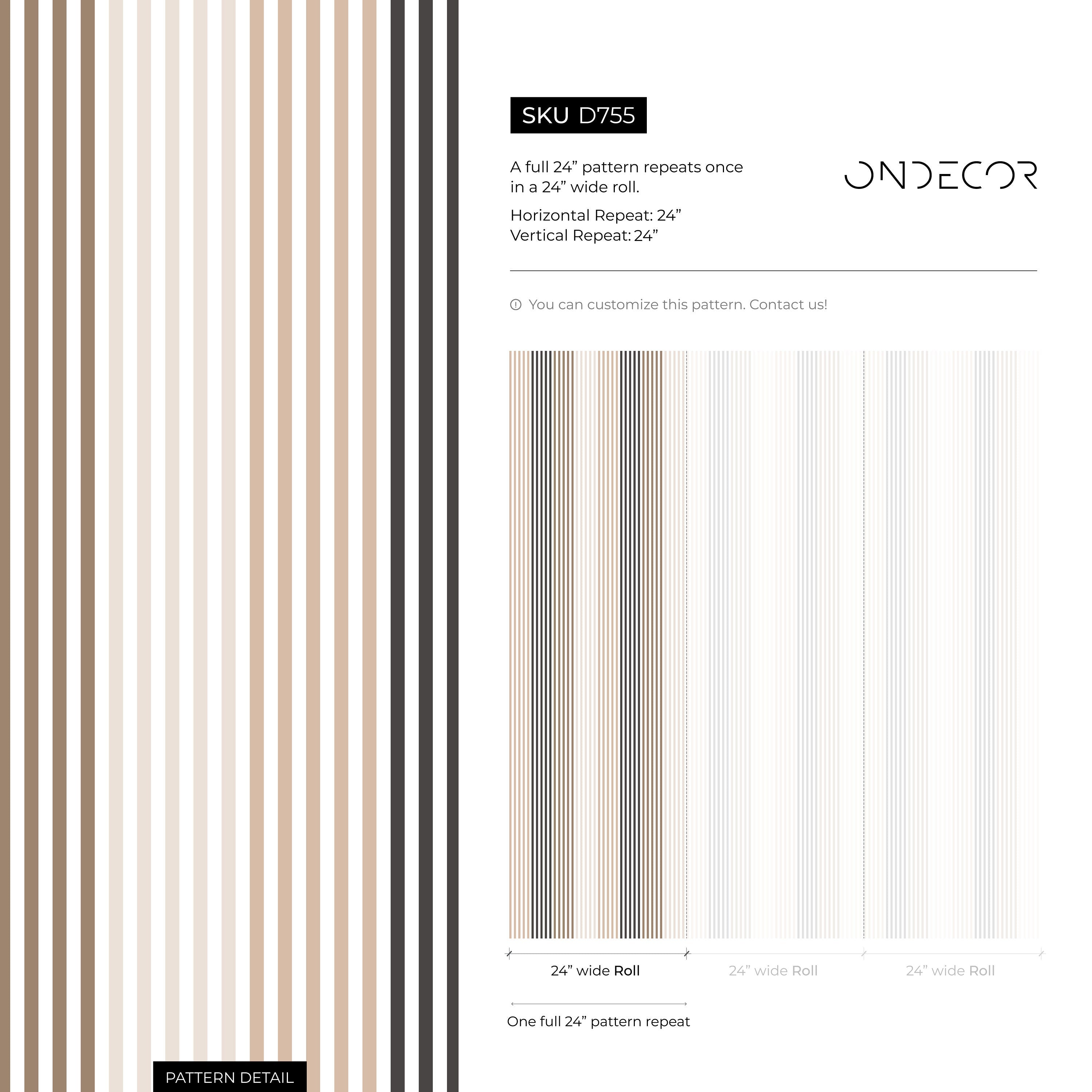 Modern Striped Wallpaper With Vertical Lines In Beige, Brown, And Black - D755