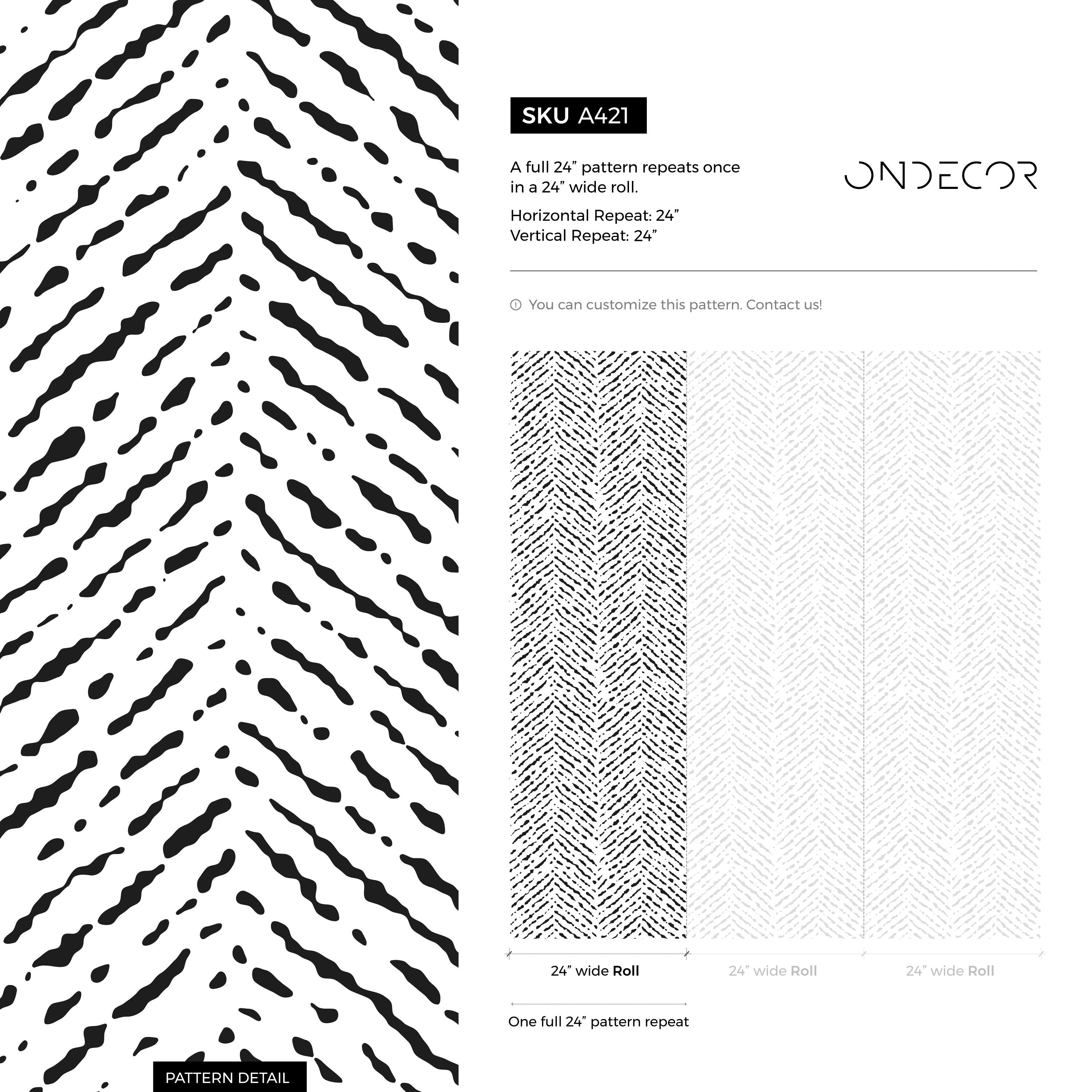 Geometric Wallpaper With A Hand-drawn Chevron In Black And White - A421