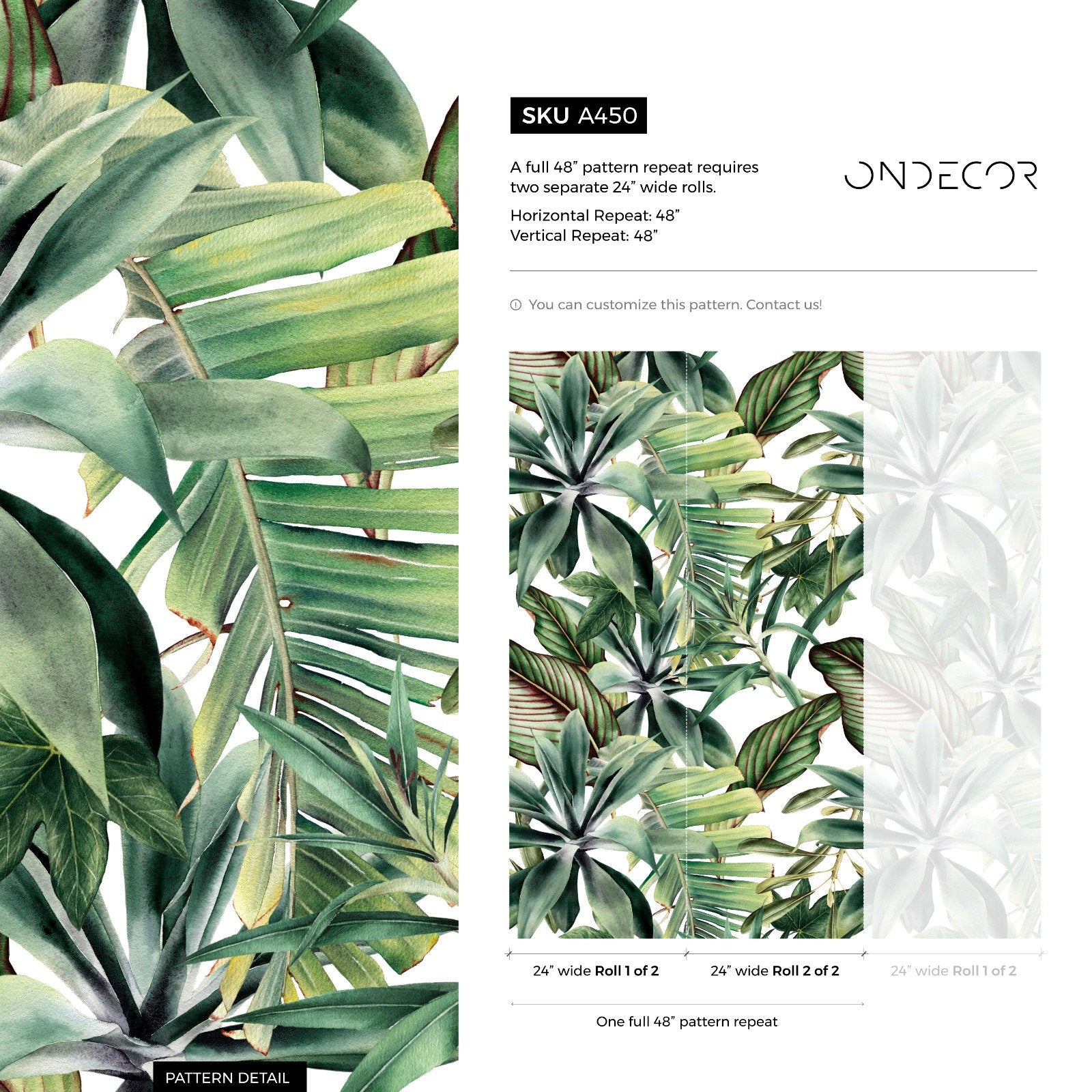 Botanical Wallpaper Featuring A Lush Tropical Canopy In Green And Red - A450