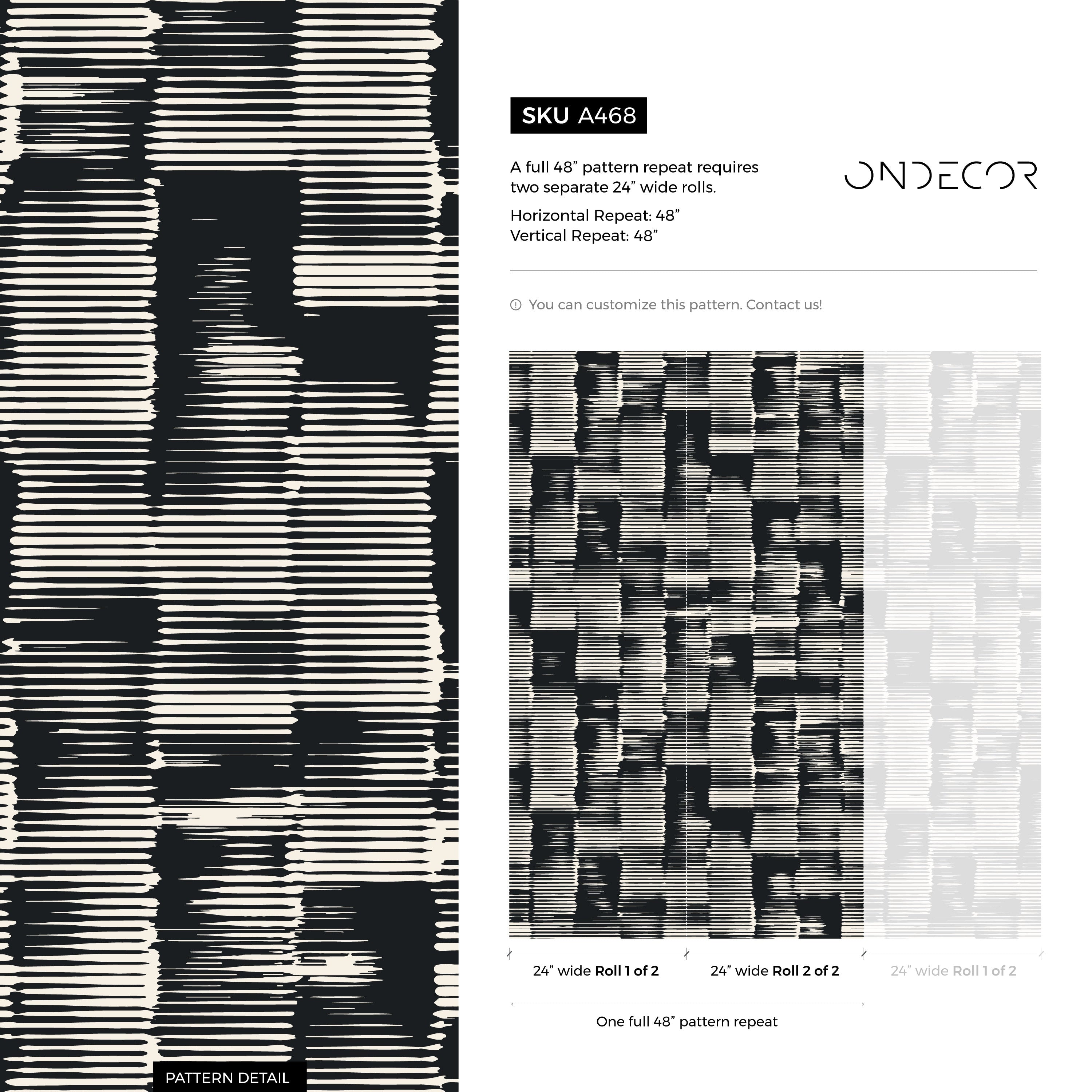 Abstract Wallpaper With Distorted Lines In Black And Cream - A468