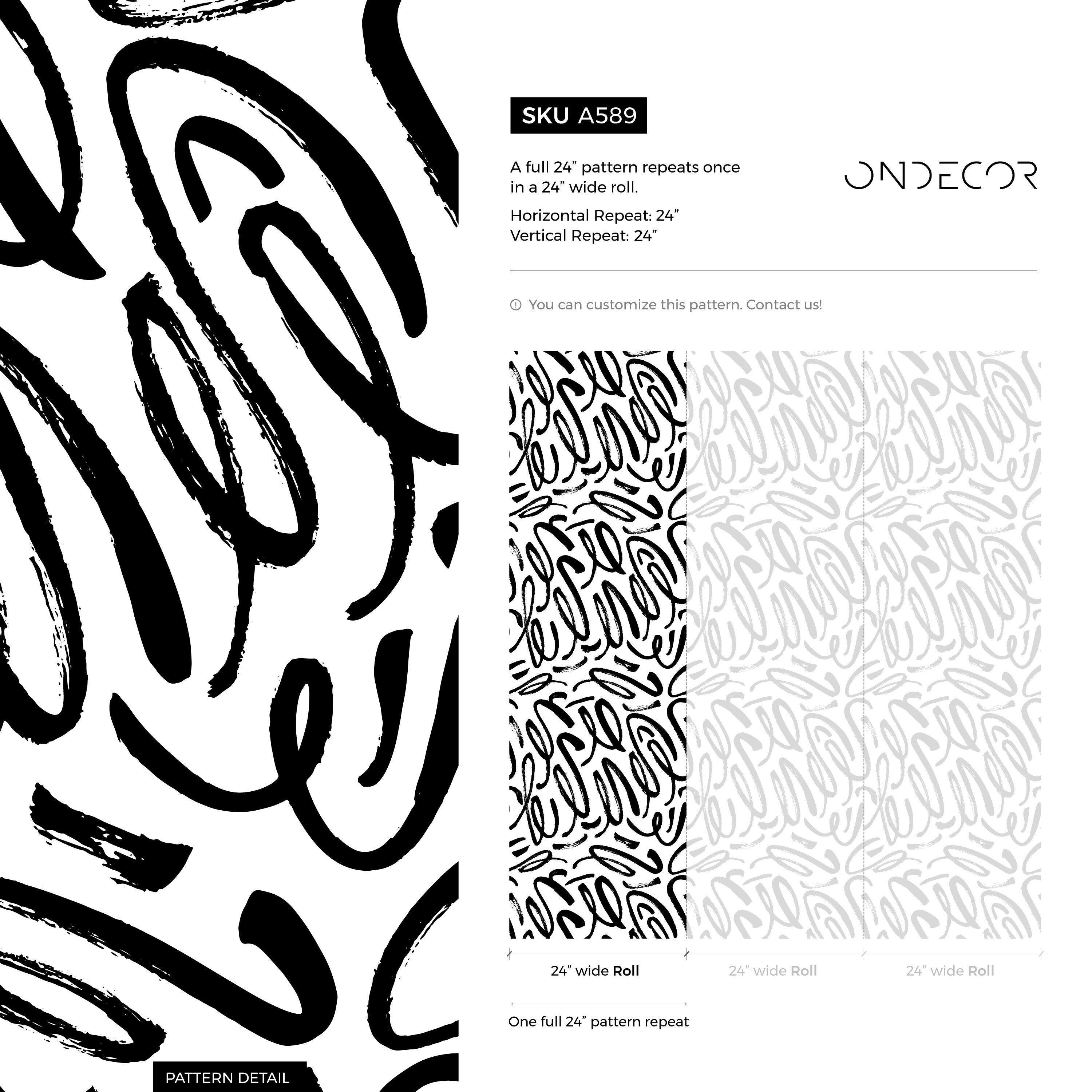 Abstract Wallpaper With Bold Brush Strokes In Black And White - A589