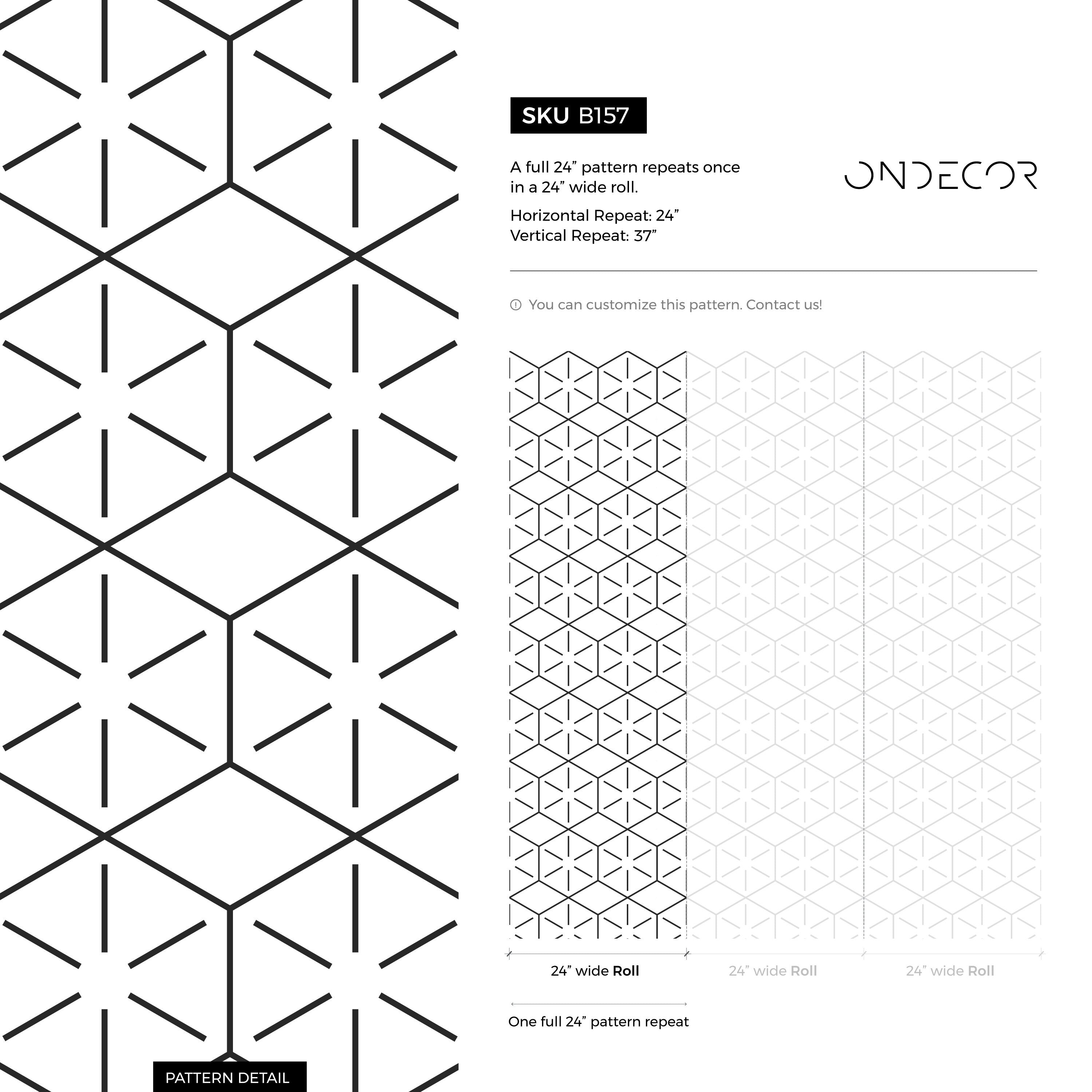 Geometric Wallpaper With A Linear Hexagon Pattern In Black - B157