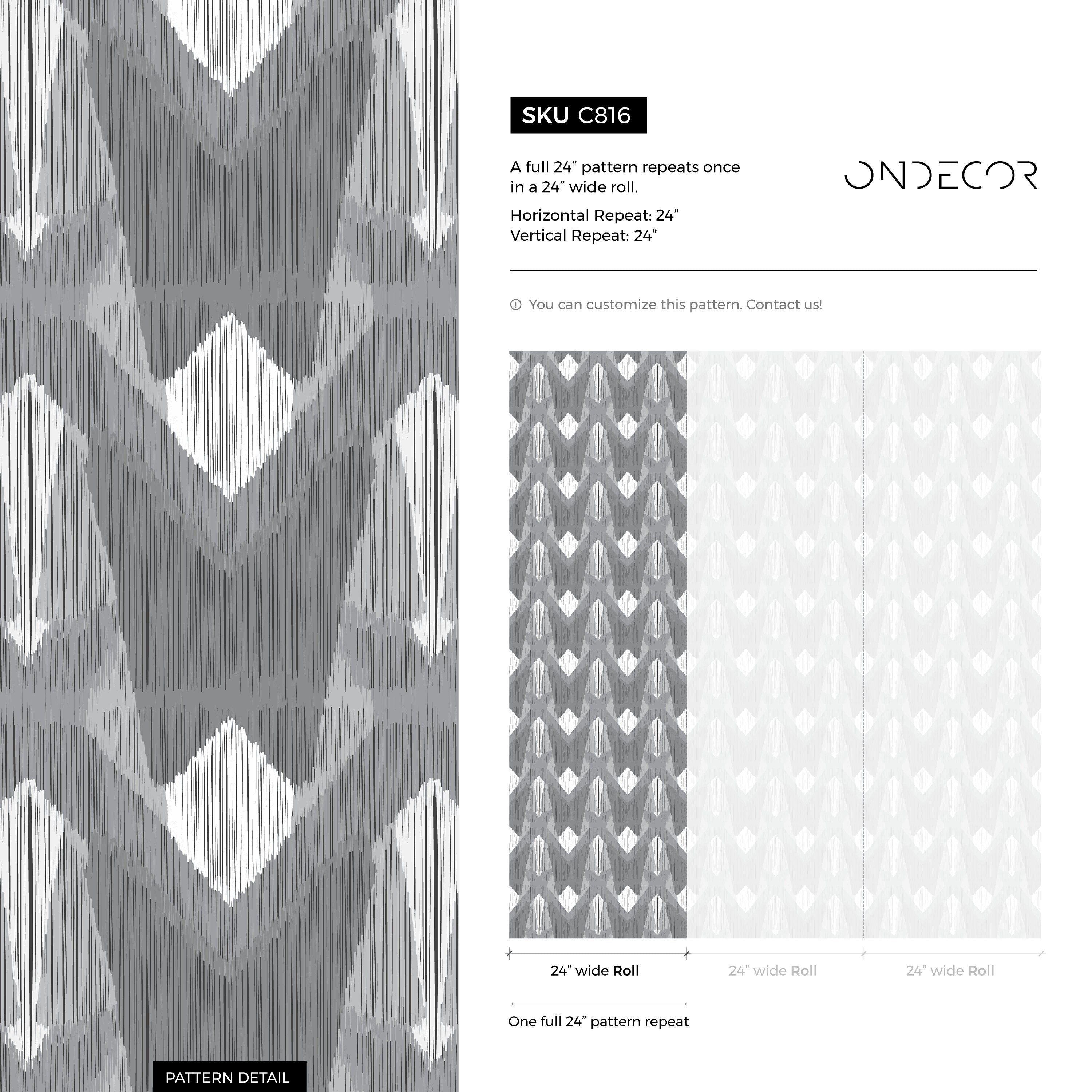 Abstract Wallpaper With A Sketched Geometric Motif In Gray And White - C816