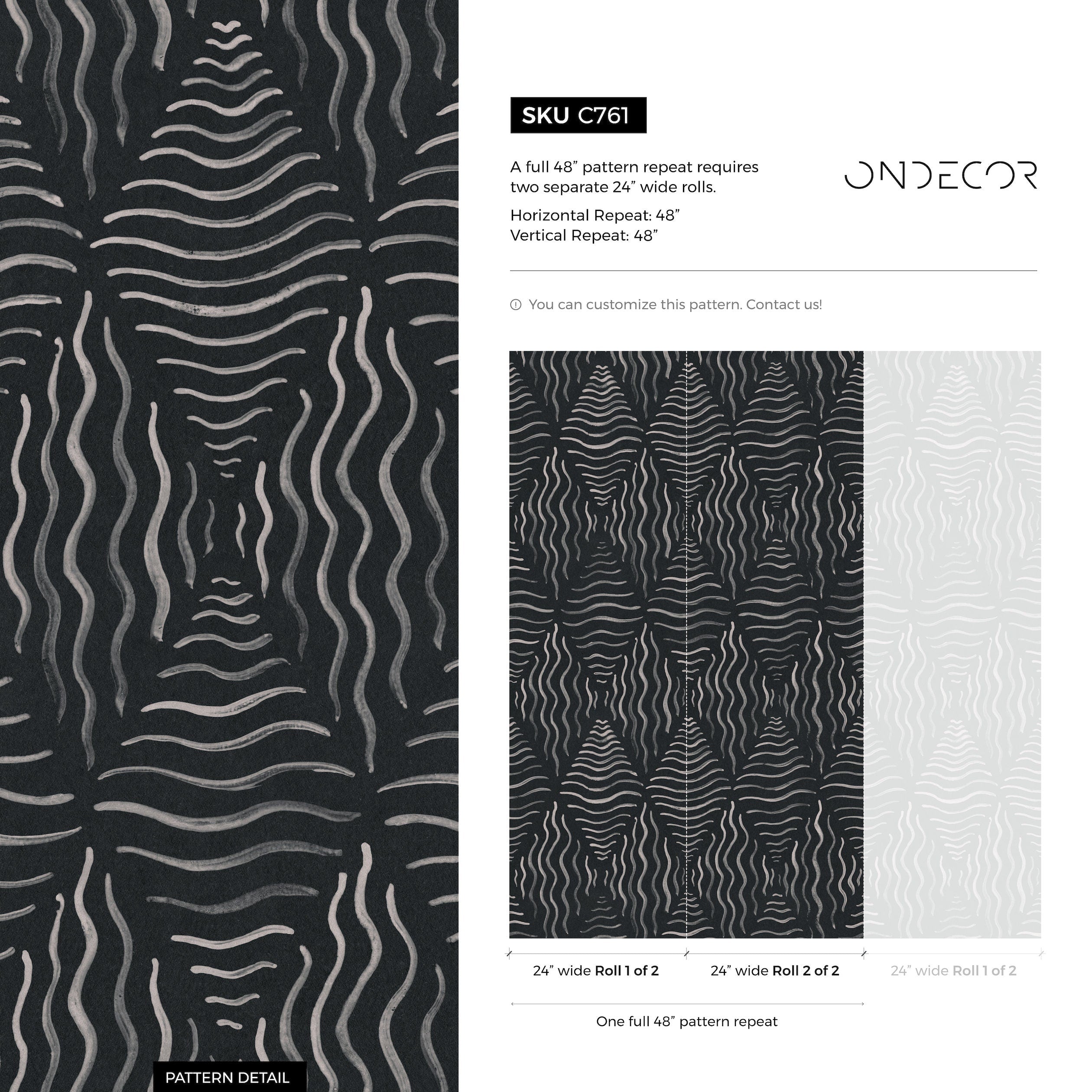 Abstract Wallpaper With Wavy Brush Strokes In Black And Gray - C761