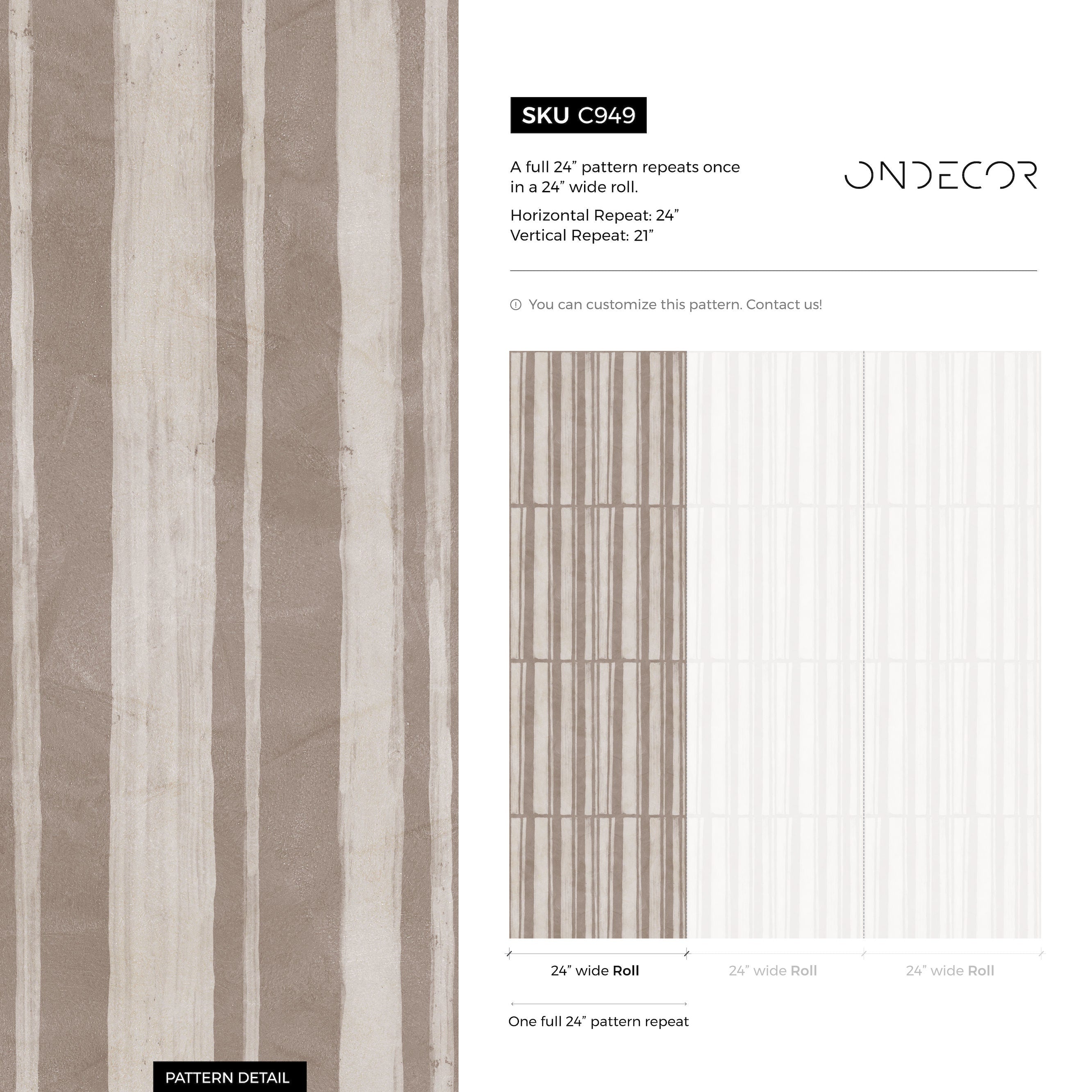 Abstract Wallpaper With Hand-drawn Vertical Stripes In Beige And Taupe - C949