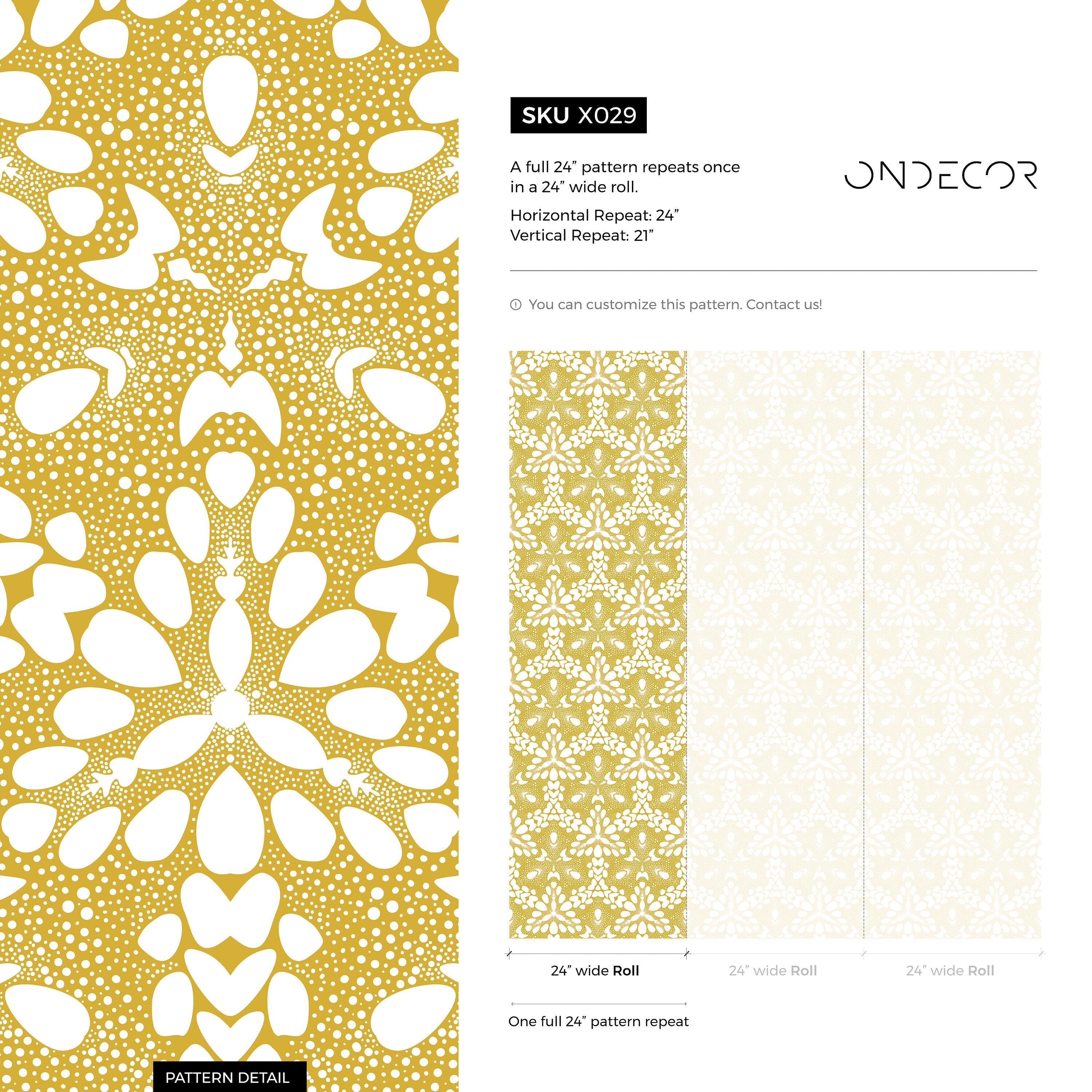 Art Deco Wallpaper With A Symmetrical Starburst Motif In Mustard Yellow - X029
