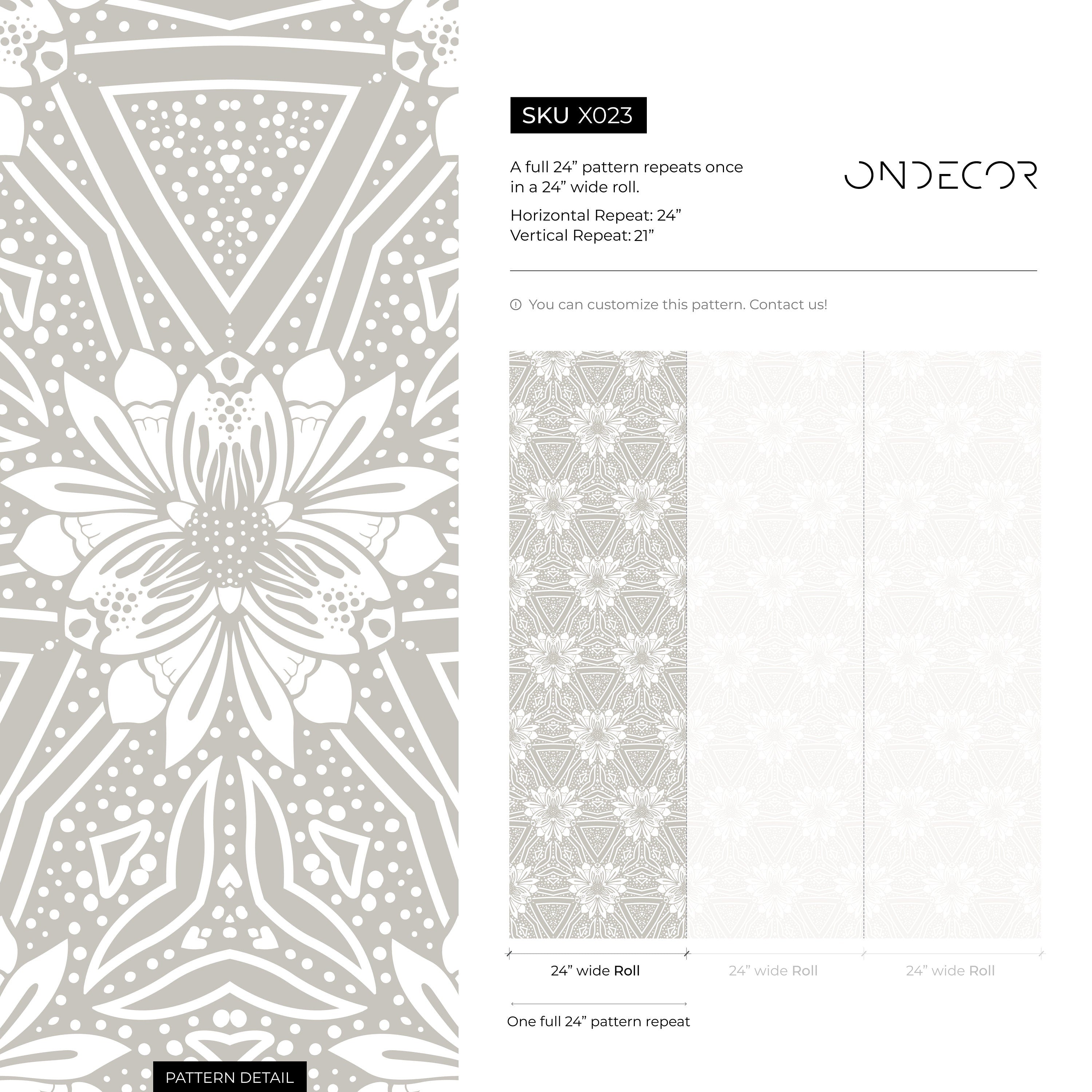 Scandinavian Wallpaper With A Geometric Floral Motif In Sage Green And White - X023