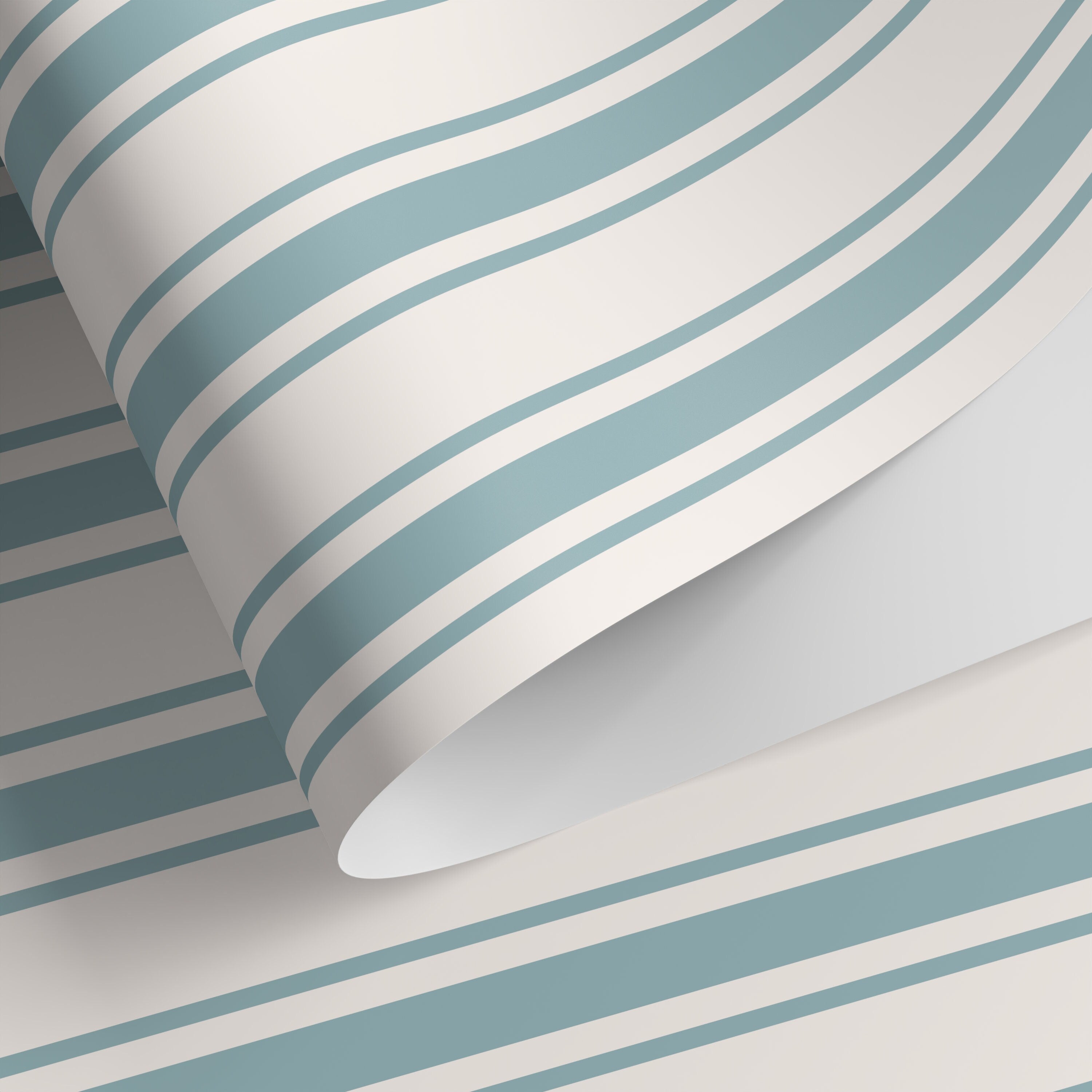 Vintage Striped Wallpaper With Classic Lines In Light Blue And Cream - D758