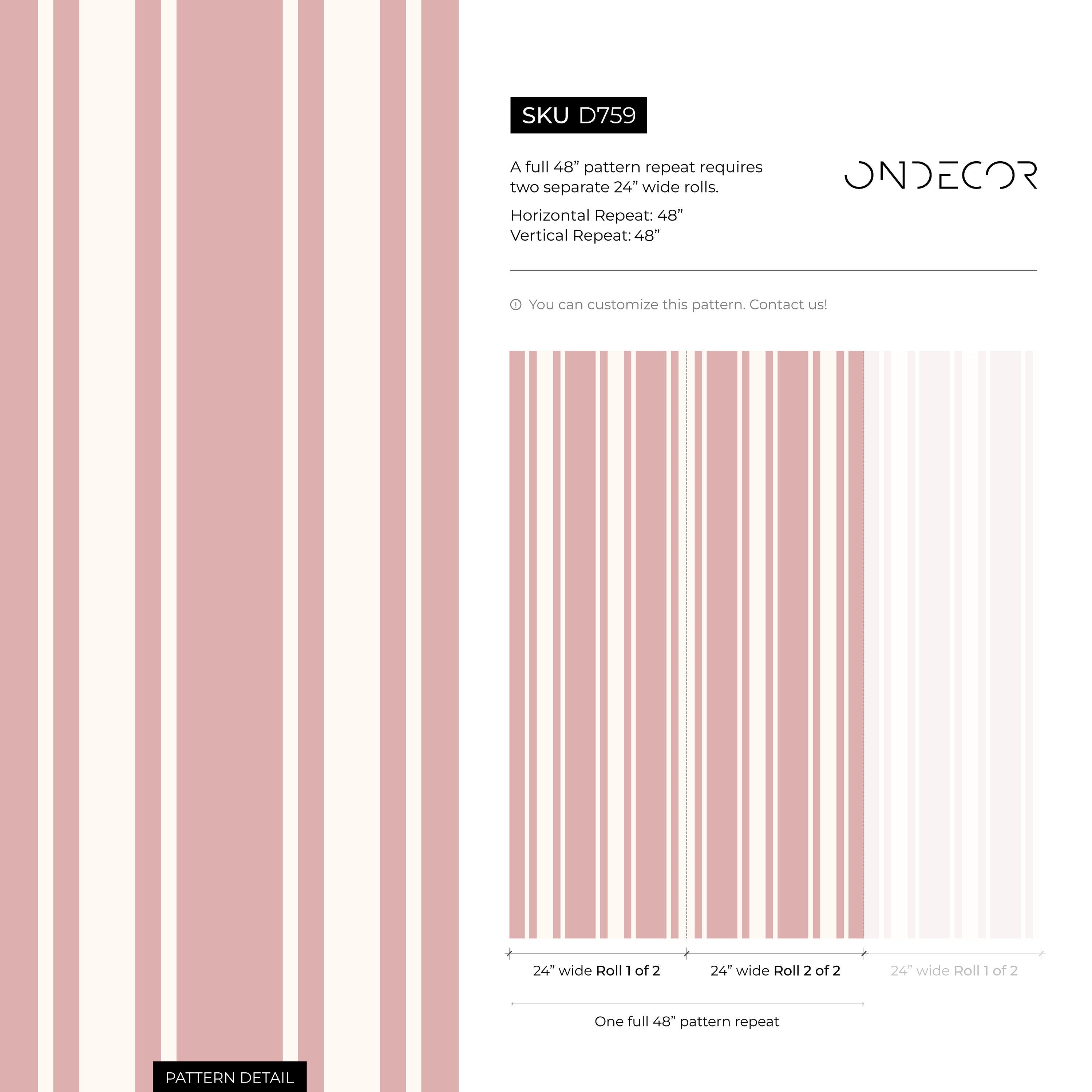 Striped Wallpaper With A Classic Varied Stripe Motif In Pink And Cream - D759