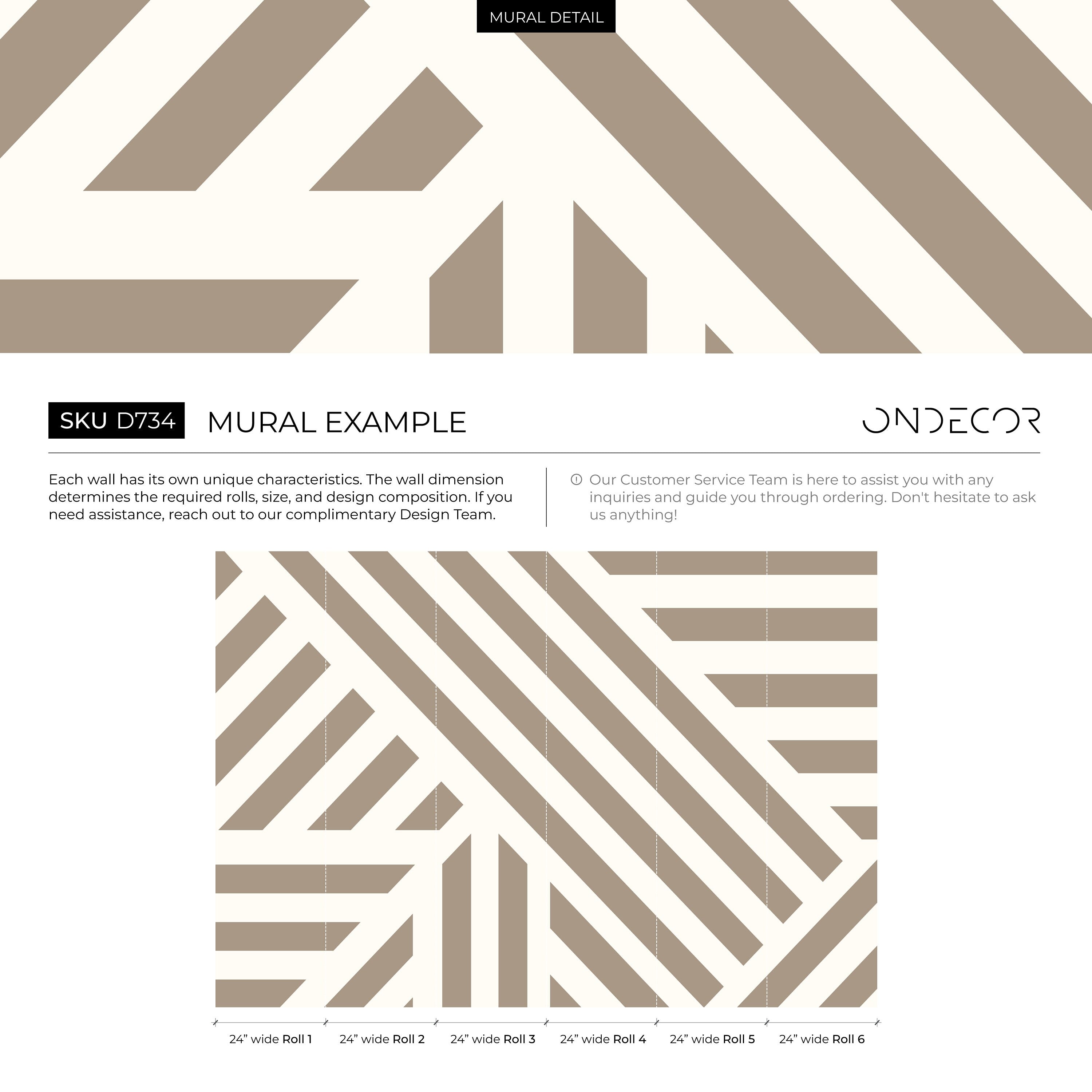 Geometric Wallpaper With Bold Diagonal Stripes In Beige And Off-white - D734