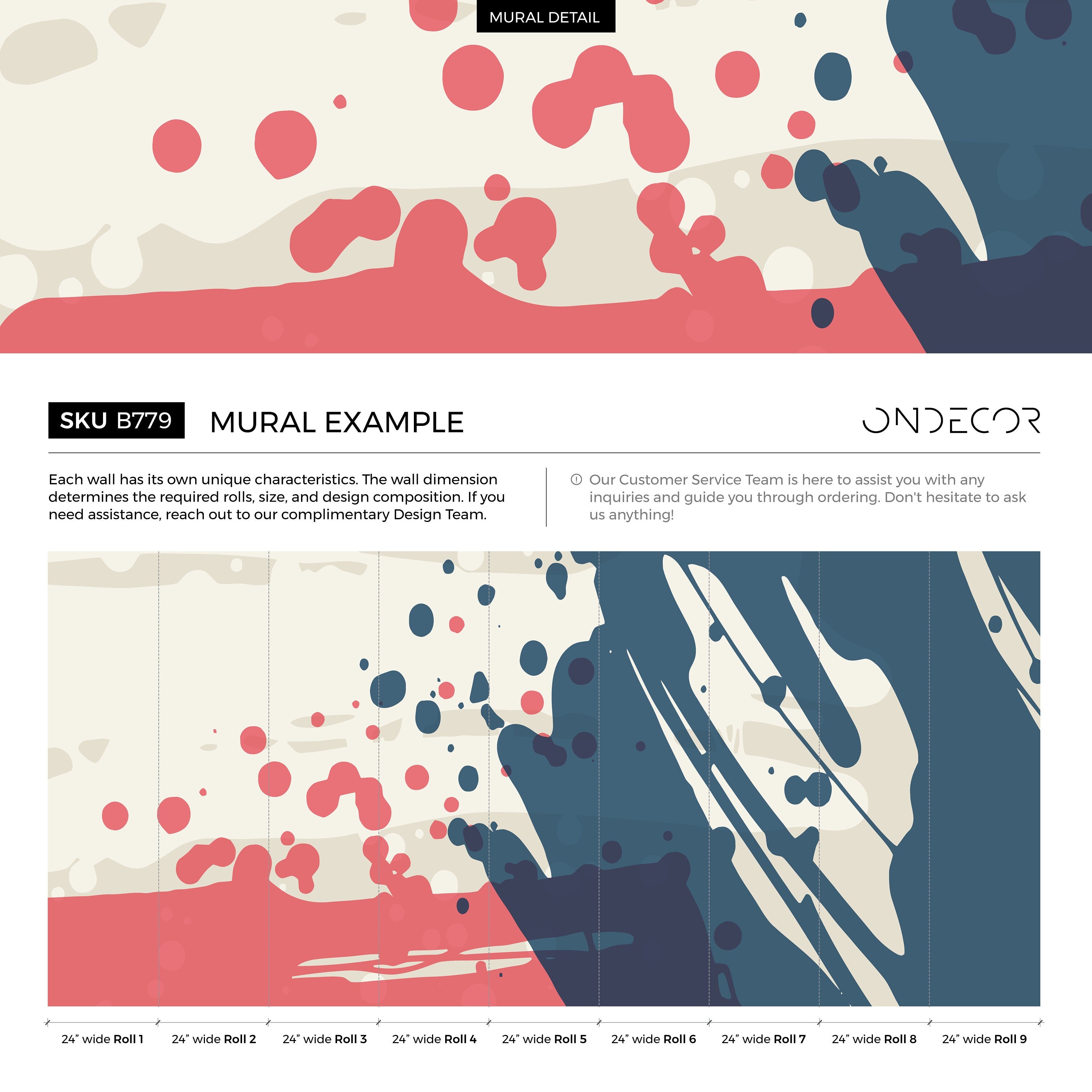 Abstract Wallpaper With Bold Paint Splatters In Blue, Pink, And Beige - B779