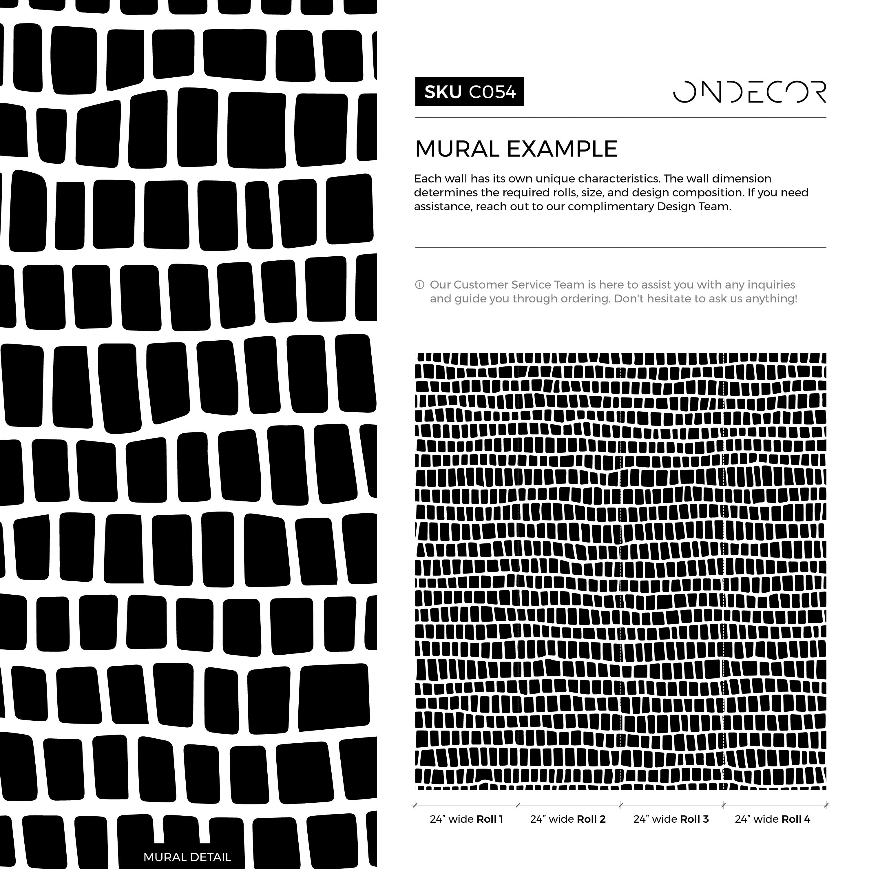 Geometric Wallpaper Featuring An Irregular Block Print In Black And White - C054