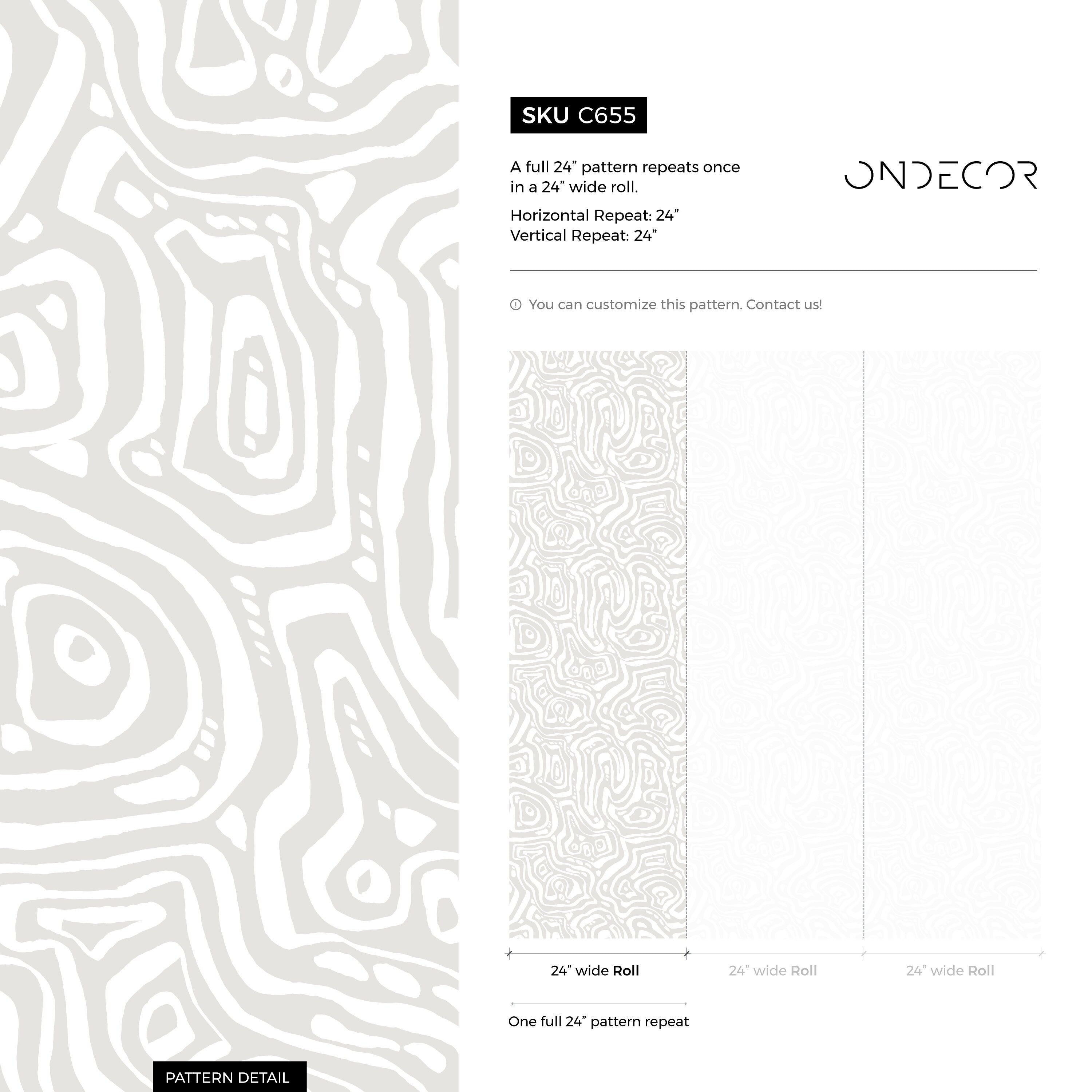 Abstract Wallpaper With Organic Contour Lines In Gray And White - C655