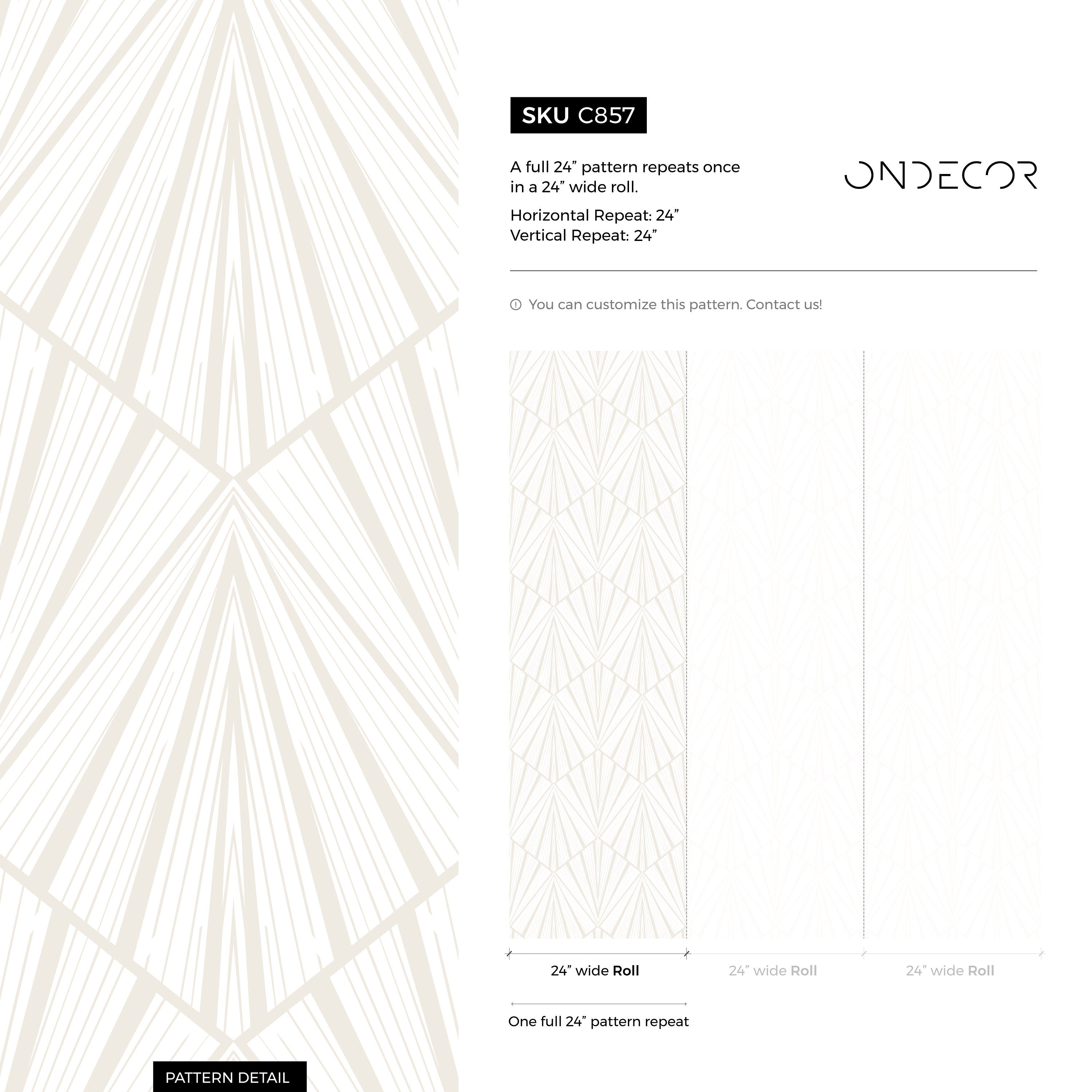 Art Deco Wallpaper With A Geometric Fan Motif In Beige And Cream - C857