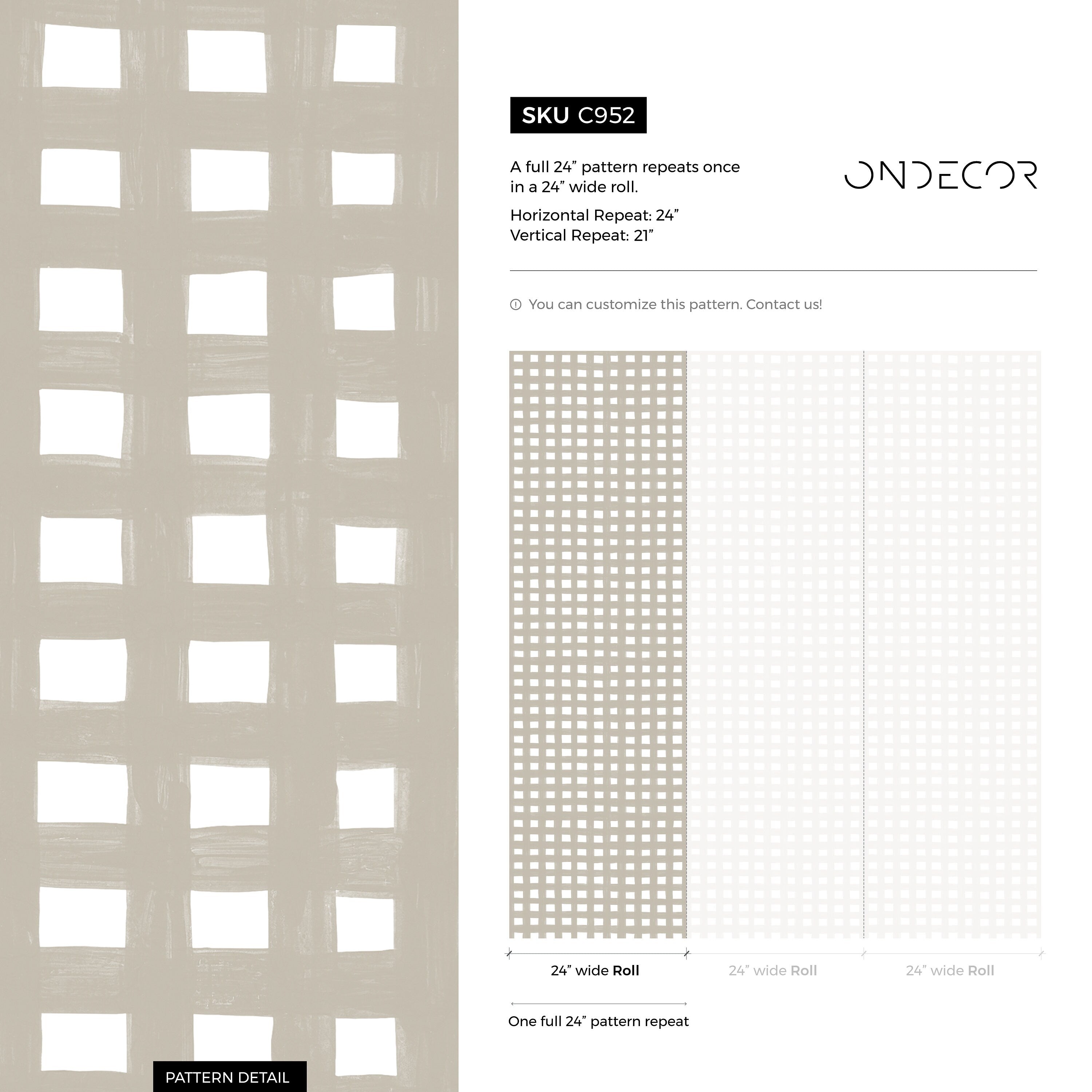 Gingham Wallpaper With A Painterly Grid In Beige - C952