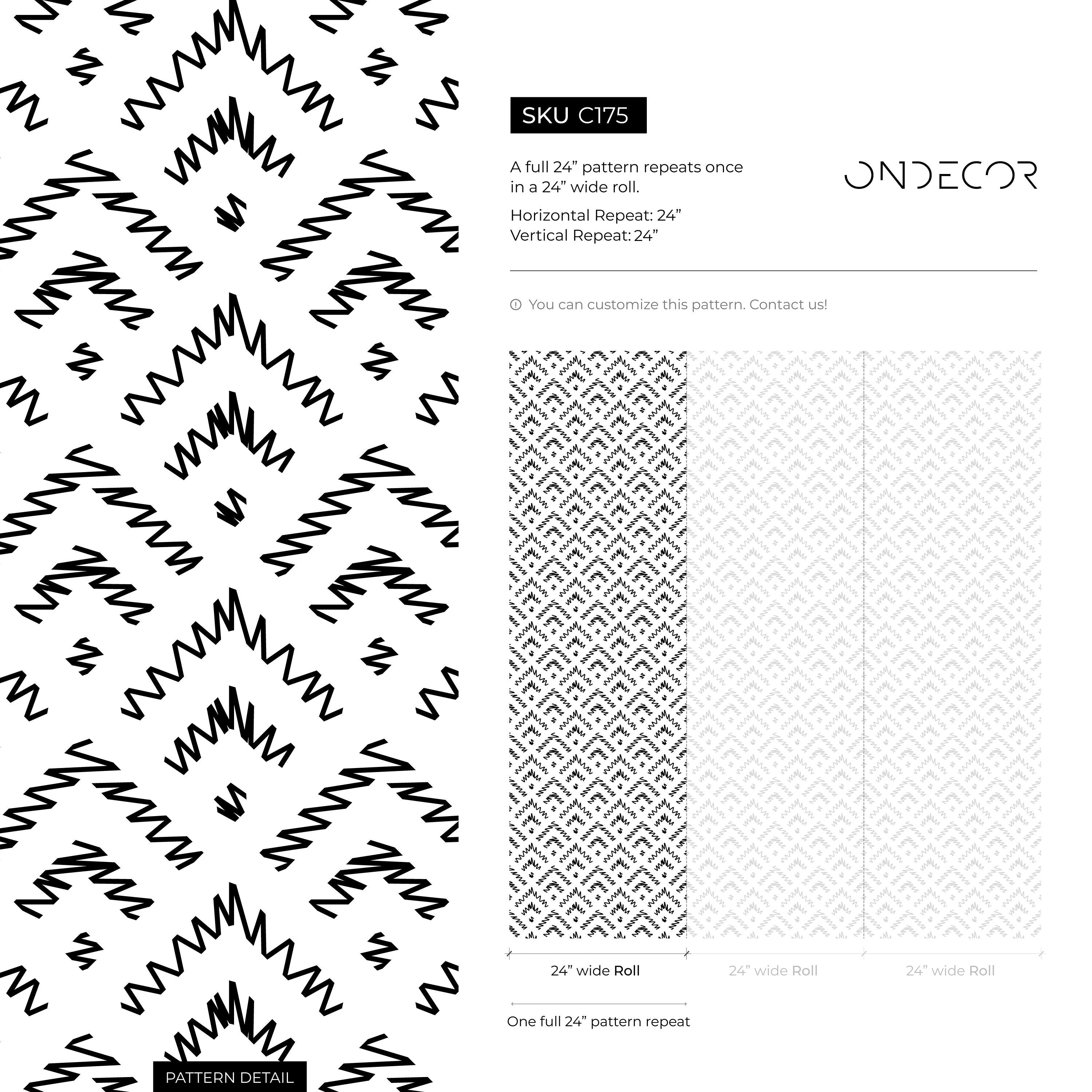 Geometric Wallpaper With A Sketched Diamond Motif In Black And White - C175